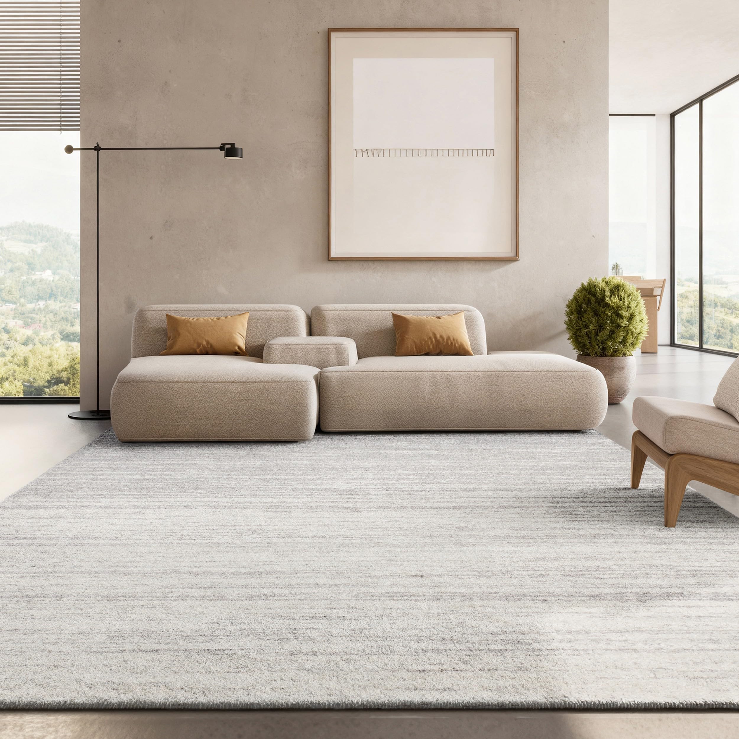 SAFAVIEH Area Rug 8x10 - Adirondack Collection - Large - Champagne & Cream, Modern Ombre Design, Non Shedding & Easy to Clean, Ideal for Living Room, Bedroom, Office, Dining Space (ADR113W)