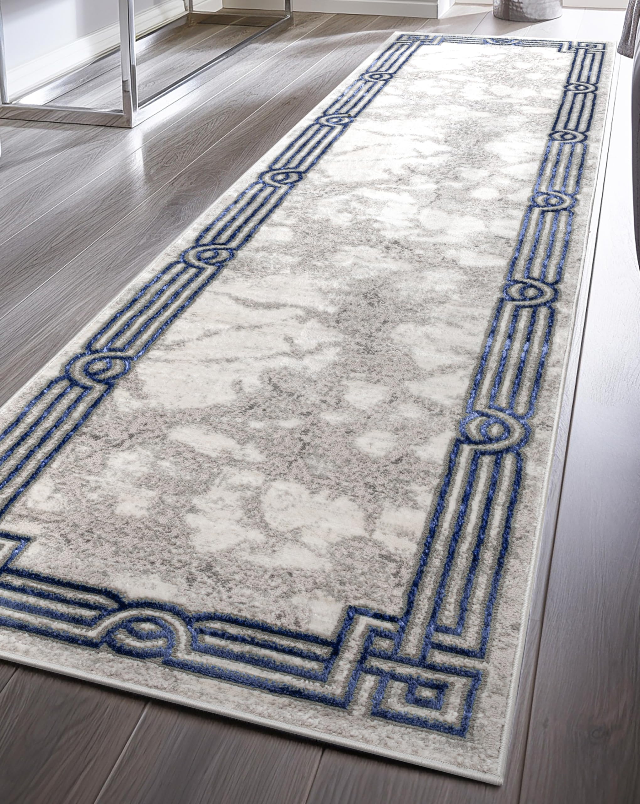 Well Woven Fairmont Collection Huntington Grey Gold & Ivory Marble Border Elegant & Soft 5x7 Area Rug Perfect for Bedroom & Living Room Durable Stain Resistant & Easy to Clean