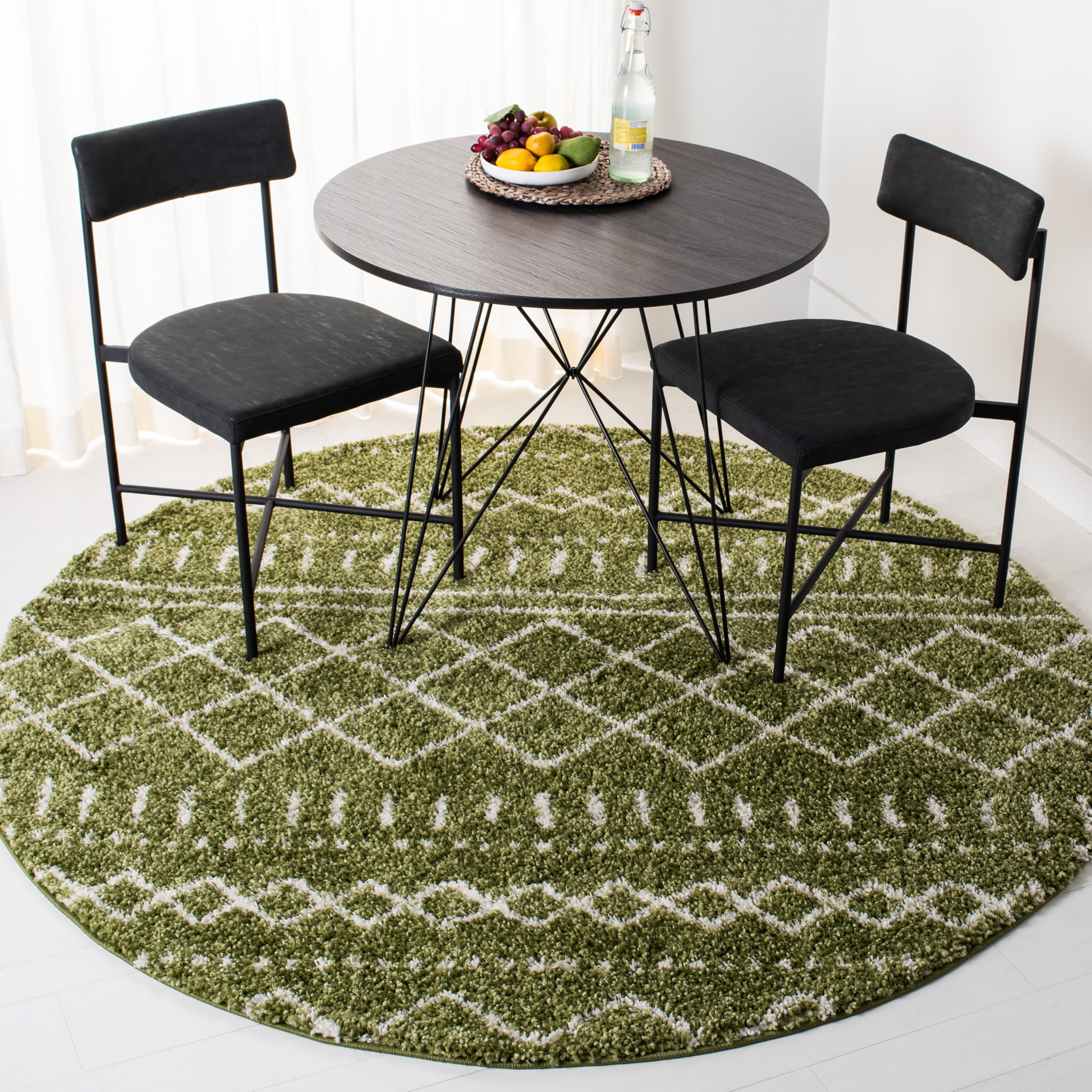 SAFAVIEH Arizona Shag Collection Area Rug - 6'7" x 9'2", Ivory & Beige, Moroccan Boho Design, Non-Shedding & Easy to Clean, Ideal for Living Room, Bedroom, Dining Space (ASG741A)
