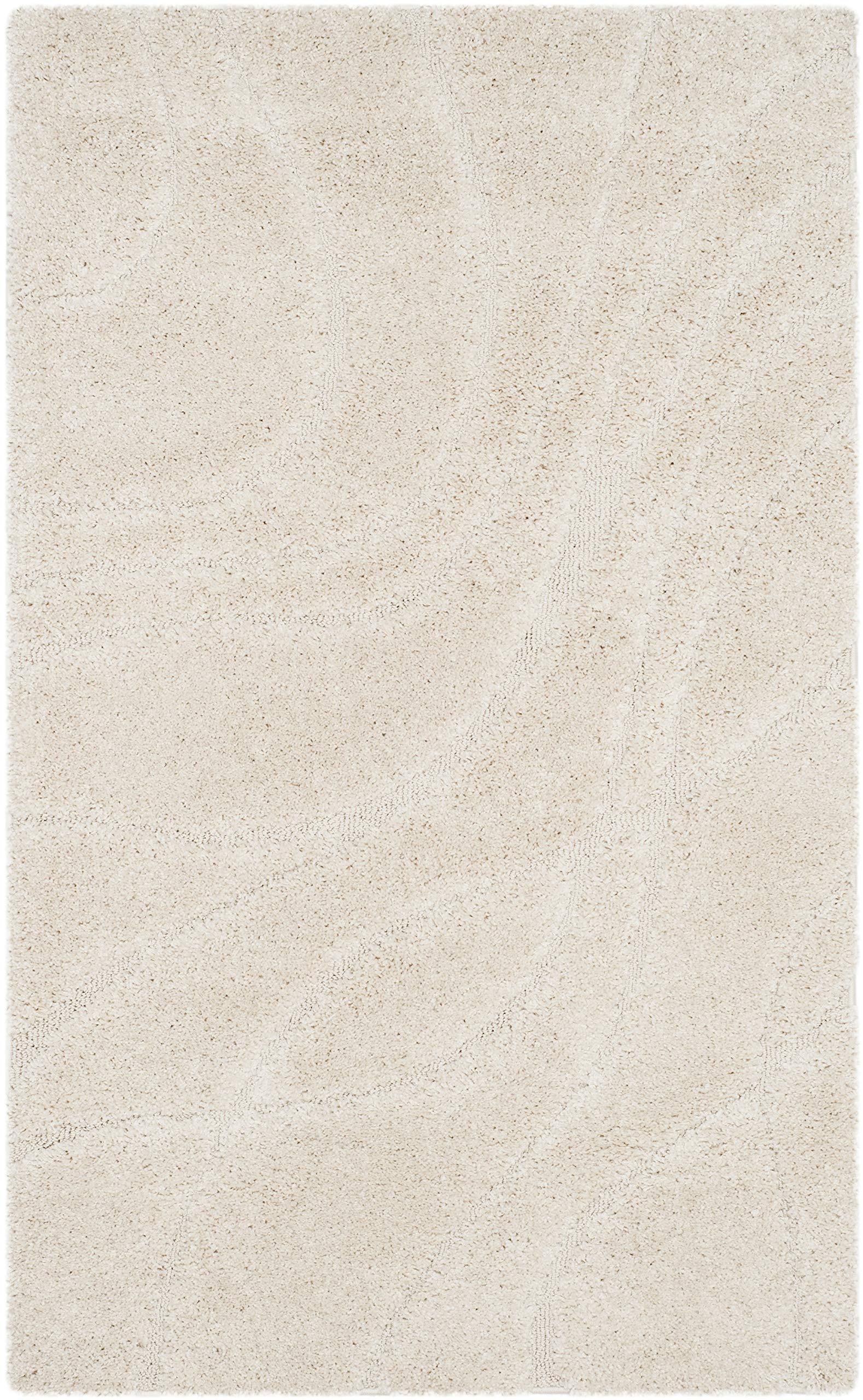 SAFAVIEH Florida Shag Collection Area Rug - 5'3" x 7'6", Cream & Beige, Non-Shedding & Easy Care, 1.2-inch Thick Ideal for High Traffic Areas in Living Room, Bedroom (SG471-1113)