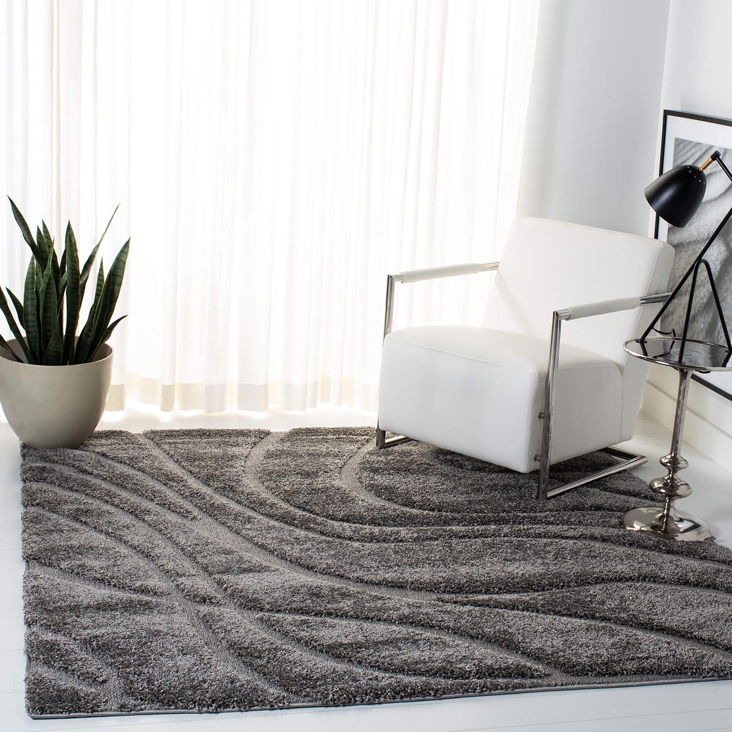 SAFAVIEH Florida Shag Collection Area Rug - 5'3" x 7'6", Cream & Beige, Non-Shedding & Easy Care, 1.2-inch Thick Ideal for High Traffic Areas in Living Room, Bedroom (SG471-1113)