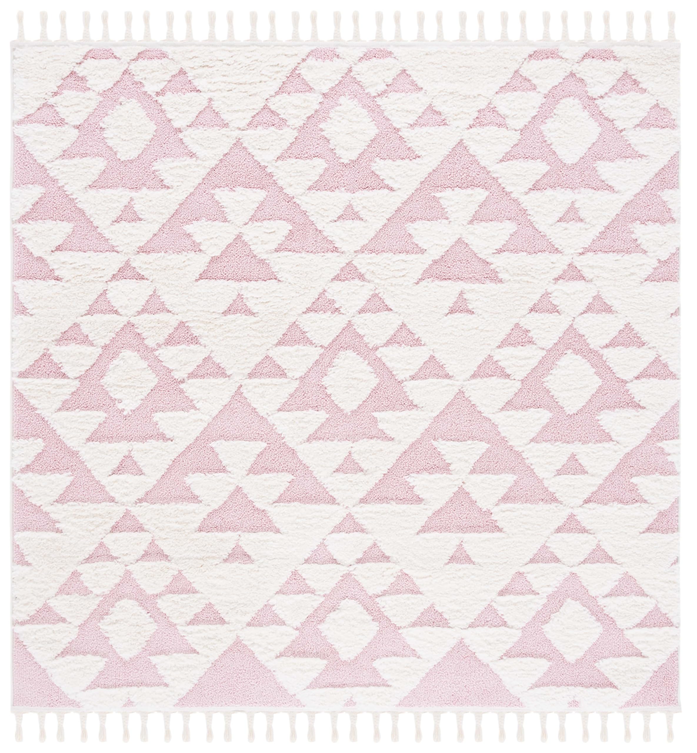 SAFAVIEH Moroccan Tassel Shag Collection Area Rug - 5'3" x 7'6", Ivory, Non-Shedding & Easy to Clean, Plush High-Low Texture, Ideal for Living Room, Bedroom, Dining Space (MTS688C)