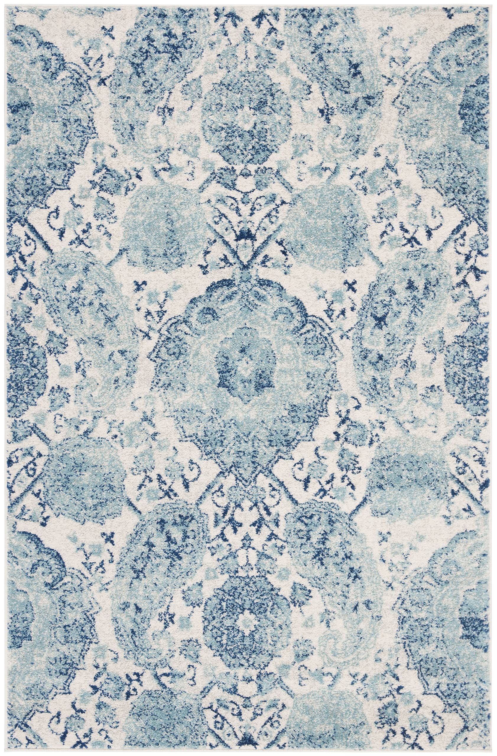 SAFAVIEH Madison Collection Area Rug - 5'3" x 7'6", Cream & Light Grey, Boho Chic Glam Paisley Design, Non-Shedding & Easy Care, Ideal for High Traffic Areas in Living Room, Bedroom (MAD600C)