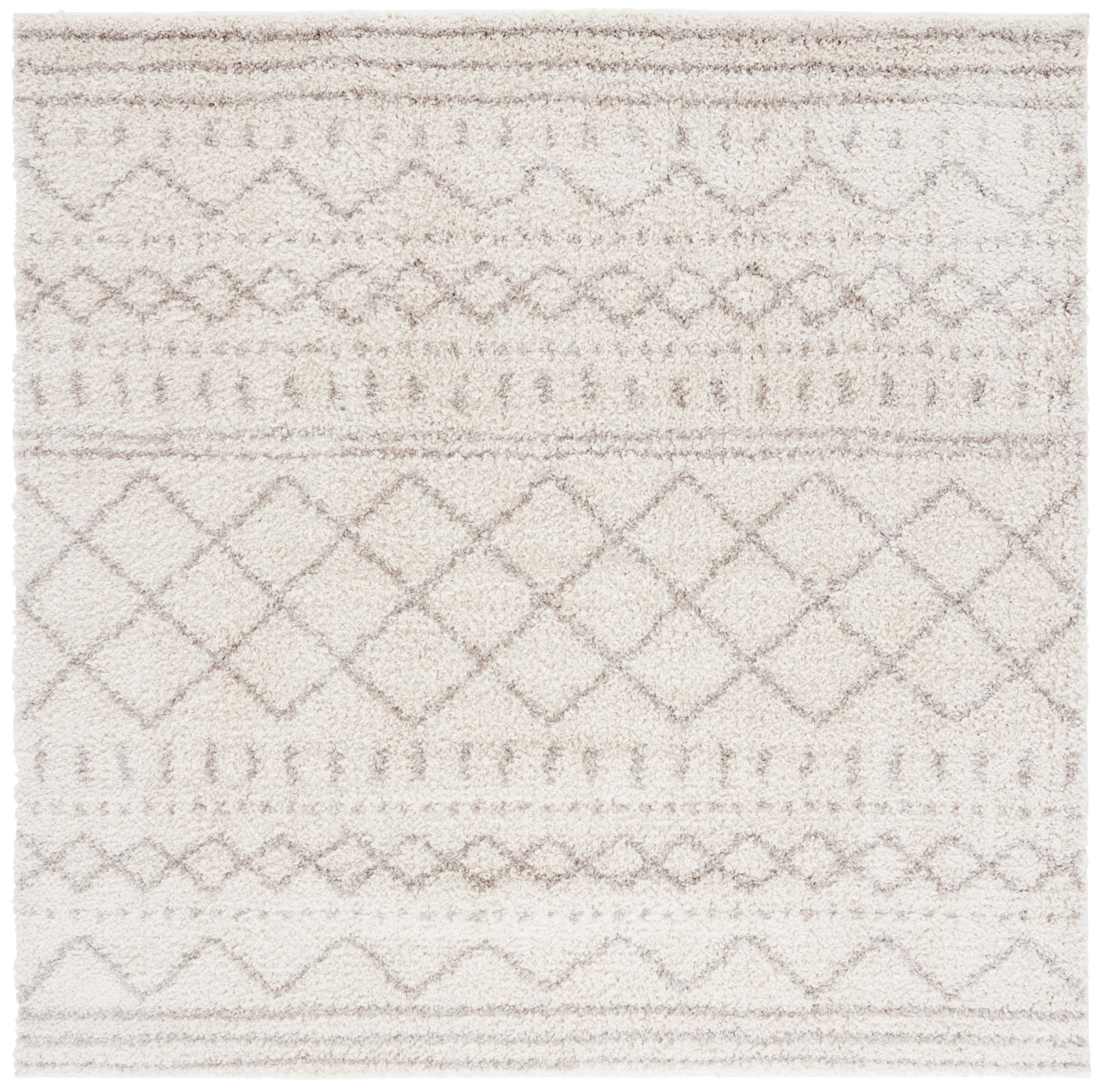 SAFAVIEH Arizona Shag Collection Area Rug - 6'7" x 9'2", Ivory & Beige, Moroccan Boho Design, Non-Shedding & Easy to Clean, Ideal for Living Room, Bedroom, Dining Space (ASG741A)