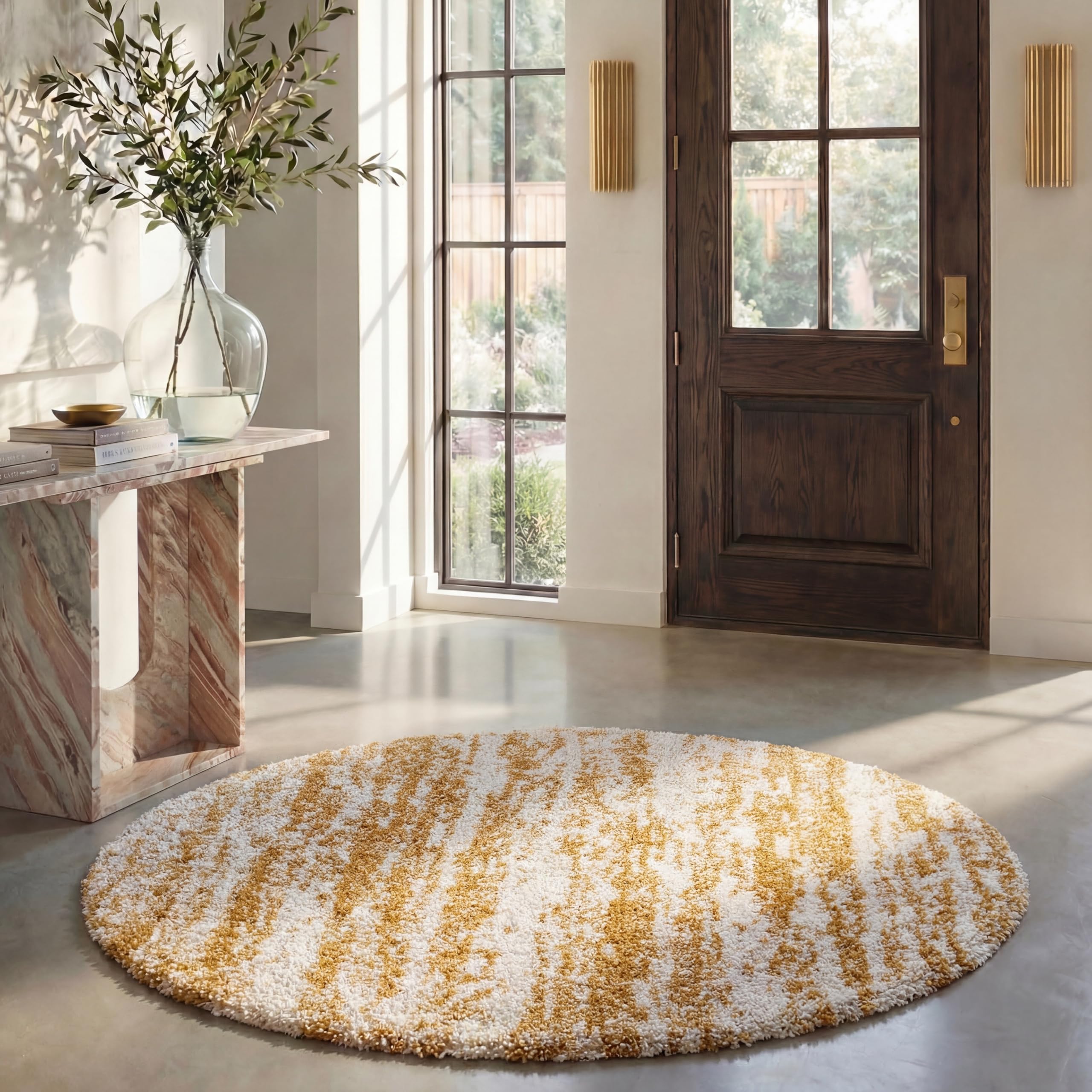 SAFAVIEH Hudson Shag Collection Area Rug - 6' x 9', Ivory & Beige, Modern Design, Non-Shedding & Easy Care, 2-inch Thick Ideal for High Traffic Areas in Living Room, Bedroom (SGH206B)