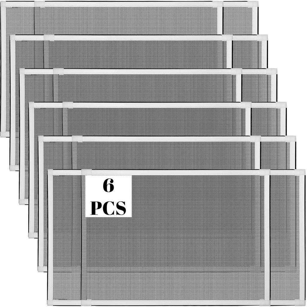 Treela 6 Pack Adjustable Expandable Window Screens, 20" H x 28"-54" W, Large Horizontal Sliding Window Mesh Inserts, Mosquito and Pet Proof Retractable Screen Replacements for Home