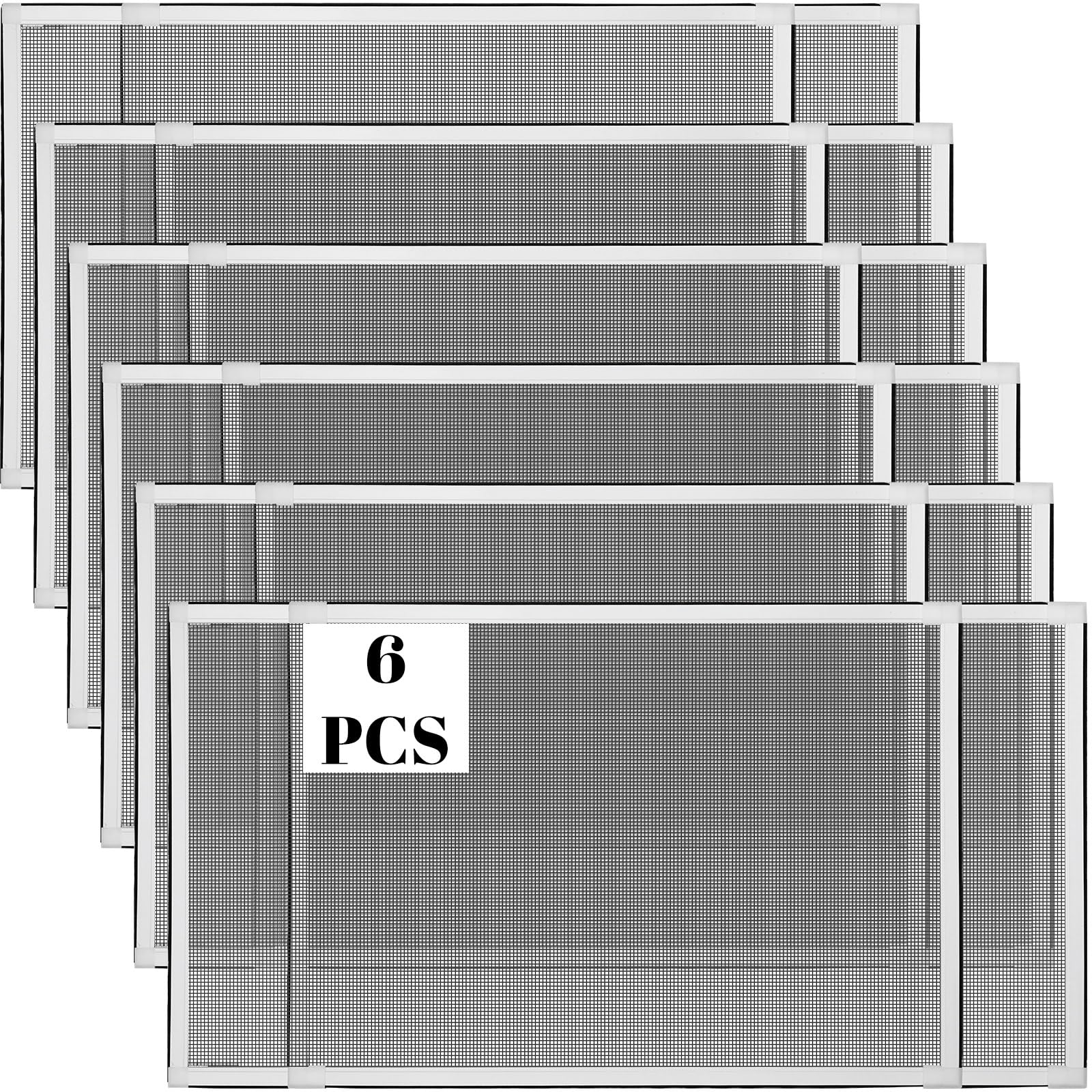 Treela 6 Pack Adjustable Expandable Window Screens, 20" H x 28"-54" W, Large Horizontal Sliding Window Mesh Inserts, Mosquito and Pet Proof Retractable Screen Replacements for Home