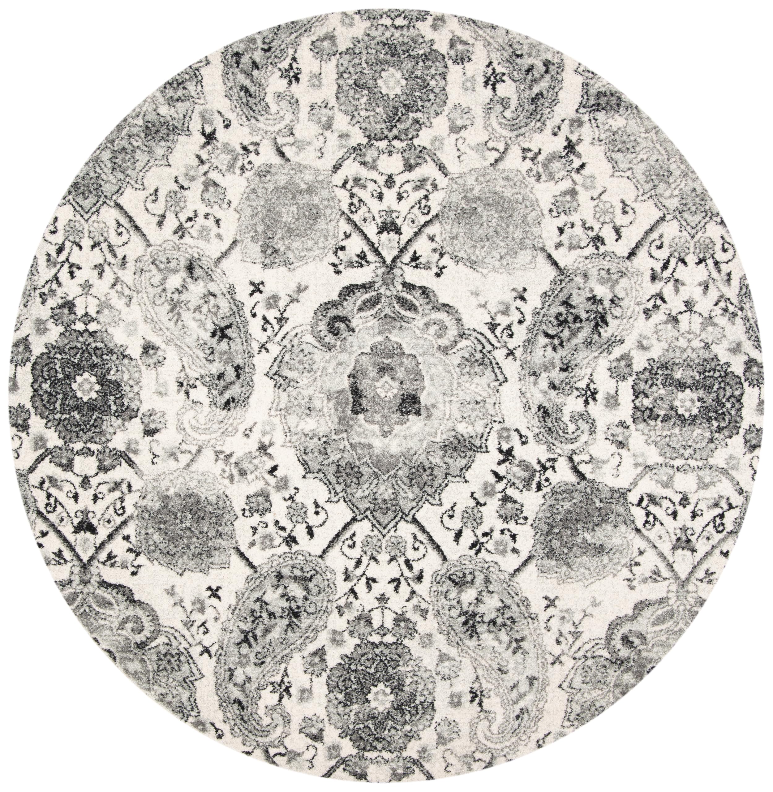 SAFAVIEH Madison Collection Area Rug - 5'3" x 7'6", Cream & Light Grey, Boho Chic Glam Paisley Design, Non-Shedding & Easy Care, Ideal for High Traffic Areas in Living Room, Bedroom (MAD600C)