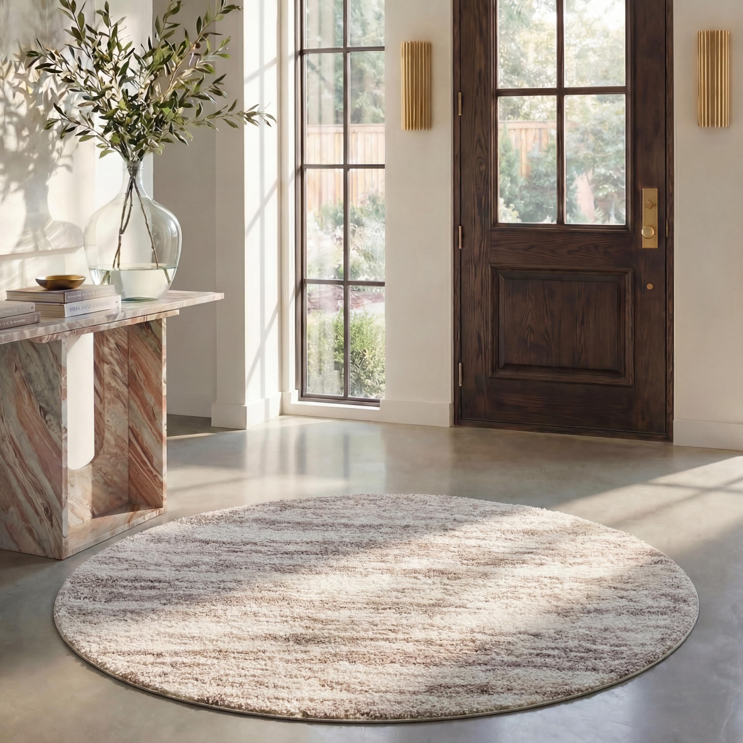 SAFAVIEH Hudson Shag Collection Area Rug - 6' x 9', Ivory & Beige, Modern Design, Non-Shedding & Easy Care, 2-inch Thick Ideal for High Traffic Areas in Living Room, Bedroom (SGH206B)