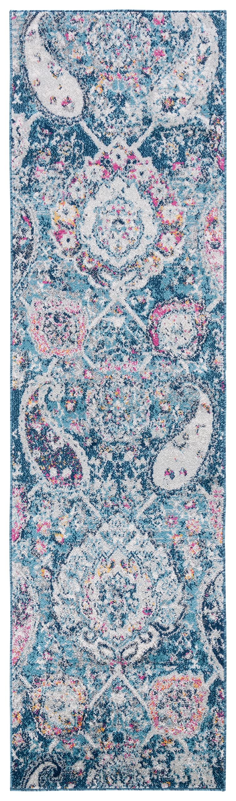 SAFAVIEH Madison Collection Area Rug - 5'3" x 7'6", Cream & Light Grey, Boho Chic Glam Paisley Design, Non-Shedding & Easy Care, Ideal for High Traffic Areas in Living Room, Bedroom (MAD600C)