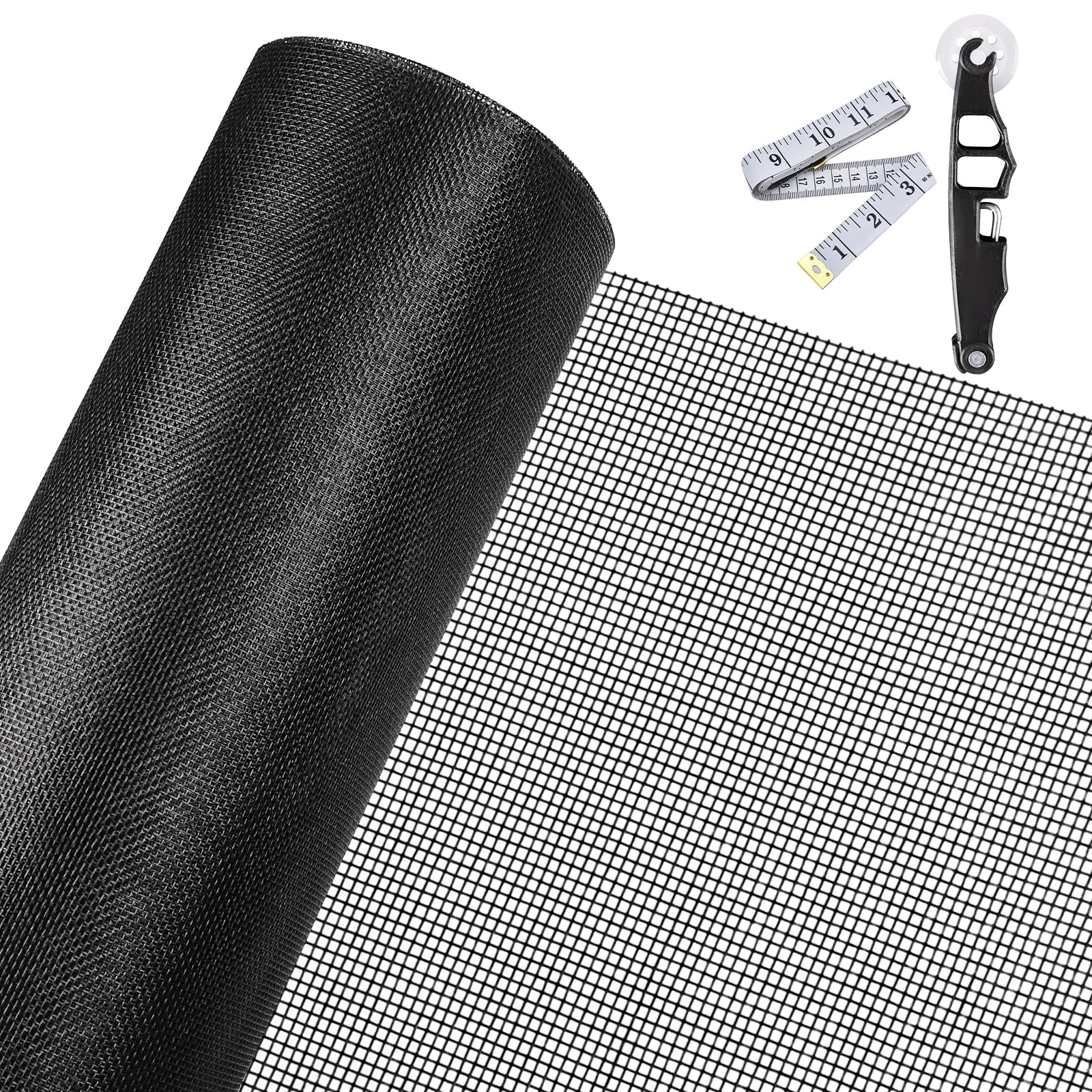 36Inch x 100Feet Window Screen Mesh Roll and Durable Screen Door Replacement, Window Mesh Screen Roll for Windows (Black)