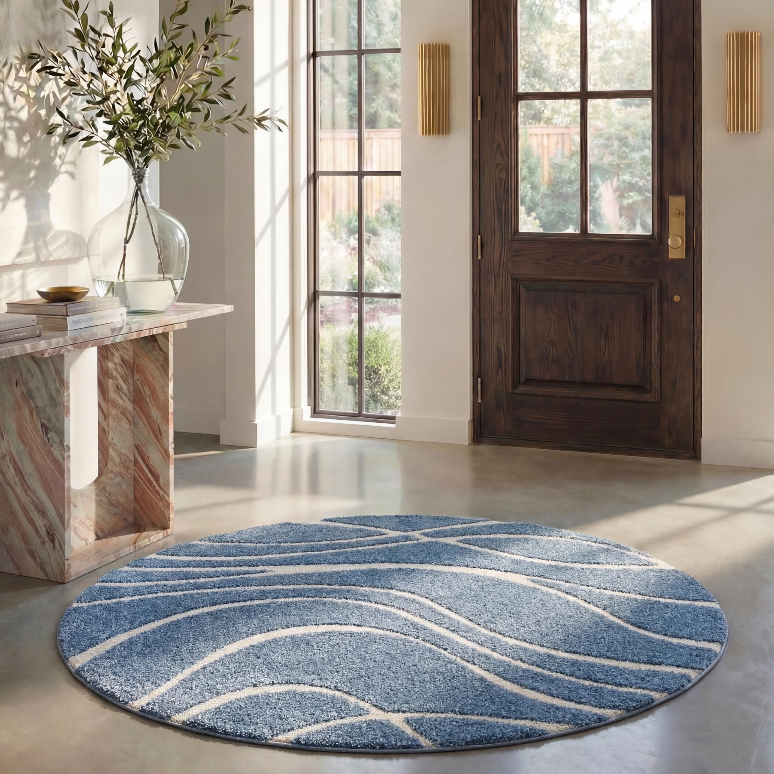 SAFAVIEH Florida Shag Collection Area Rug - 5'3" x 7'6", Cream & Beige, Non-Shedding & Easy Care, 1.2-inch Thick Ideal for High Traffic Areas in Living Room, Bedroom (SG471-1113)