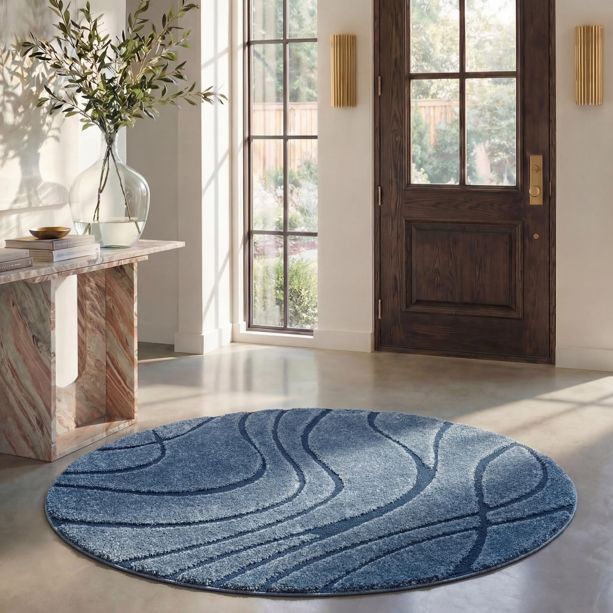 SAFAVIEH Florida Shag Collection Area Rug - 5'3" x 7'6", Cream & Beige, Non-Shedding & Easy Care, 1.2-inch Thick Ideal for High Traffic Areas in Living Room, Bedroom (SG471-1113)
