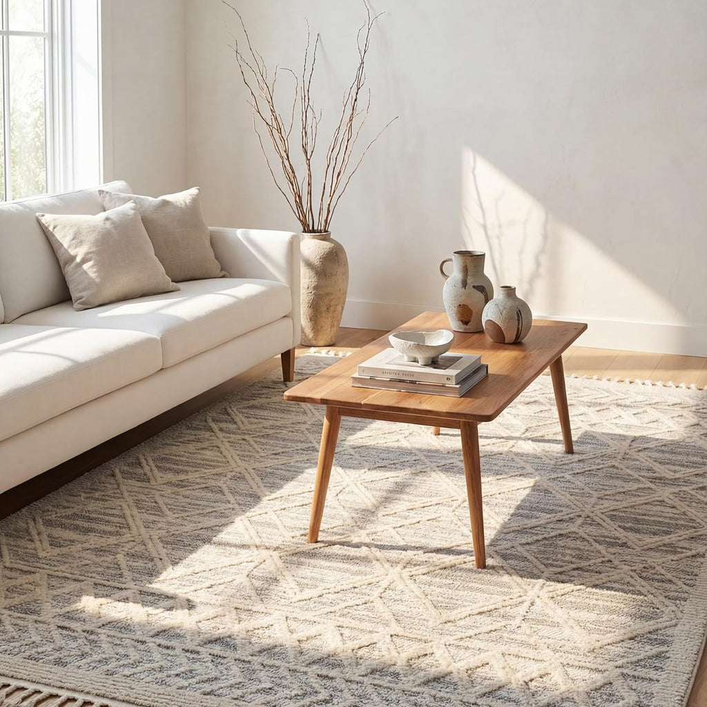 nuLOOM 4x6 Ansley Moroccan Tassel Area Rug, Light Grey, High-Low Textured Bohemian Design, Plush High Pile, Stain Resistant, For Bedroom, Living Room, Hallway, Entryway
