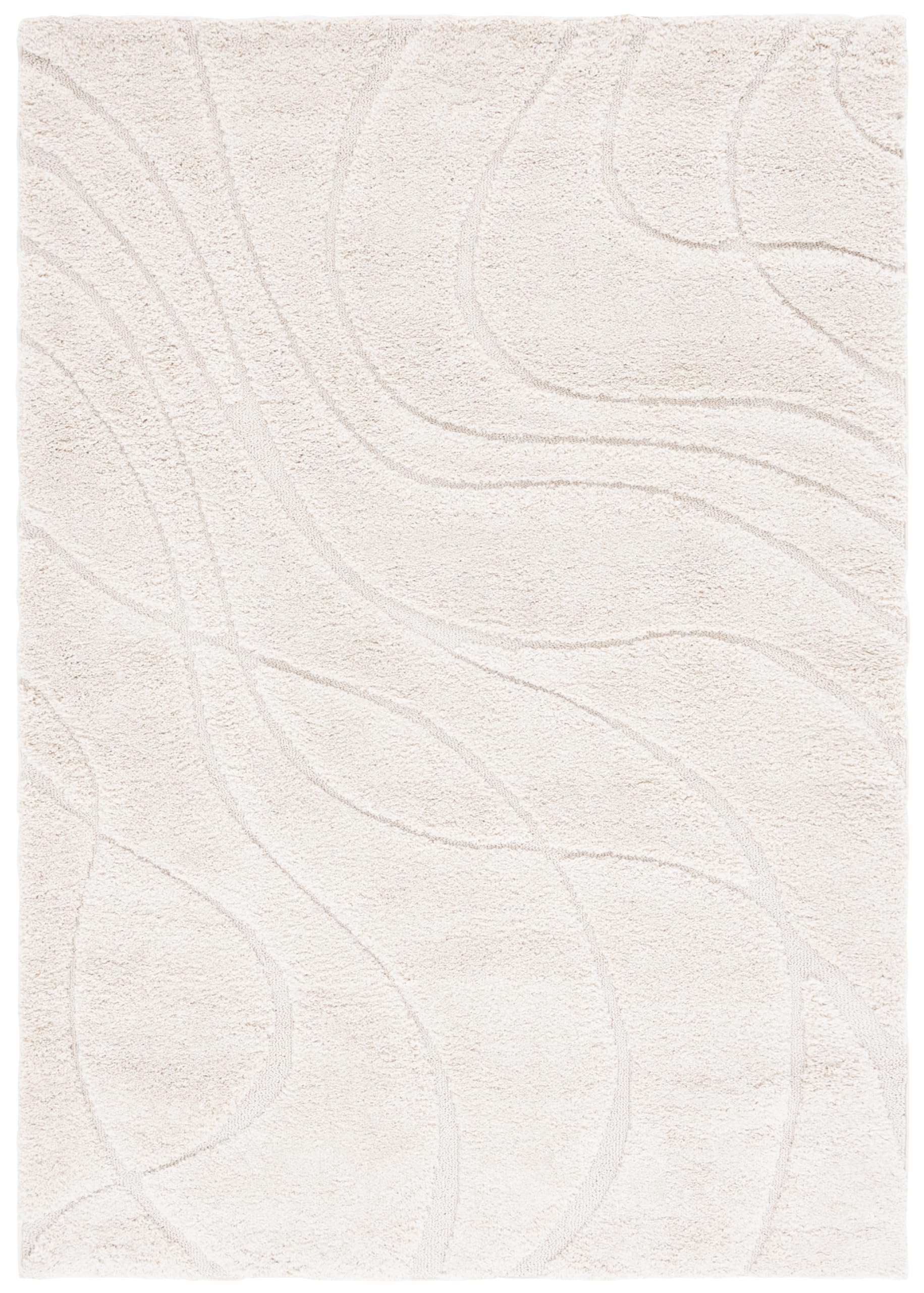 SAFAVIEH Florida Shag Collection Area Rug - 5'3" x 7'6", Cream & Beige, Non-Shedding & Easy Care, 1.2-inch Thick Ideal for High Traffic Areas in Living Room, Bedroom (SG471-1113)