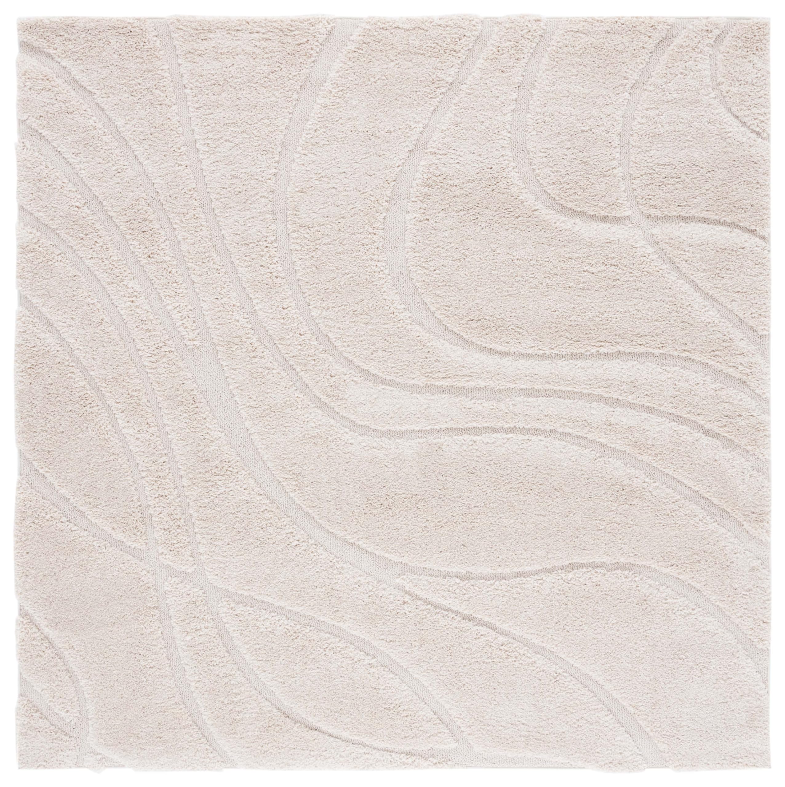 SAFAVIEH Florida Shag Collection Area Rug - 5'3" x 7'6", Cream & Beige, Non-Shedding & Easy Care, 1.2-inch Thick Ideal for High Traffic Areas in Living Room, Bedroom (SG471-1113)