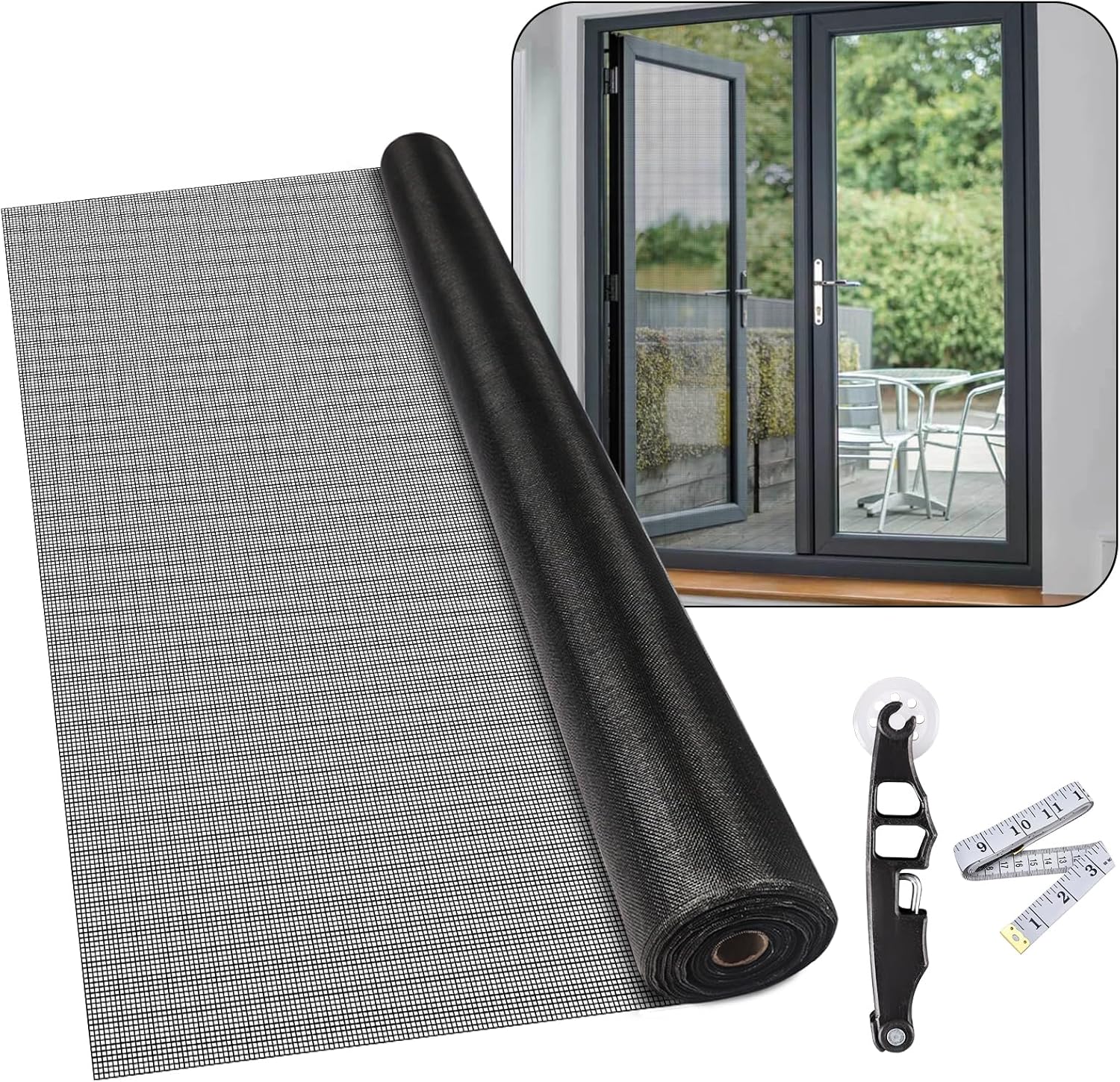 36Inch x 100Feet Window Screen Mesh Roll and Durable Screen Door Replacement, Window Mesh Screen Roll for Windows (Black)