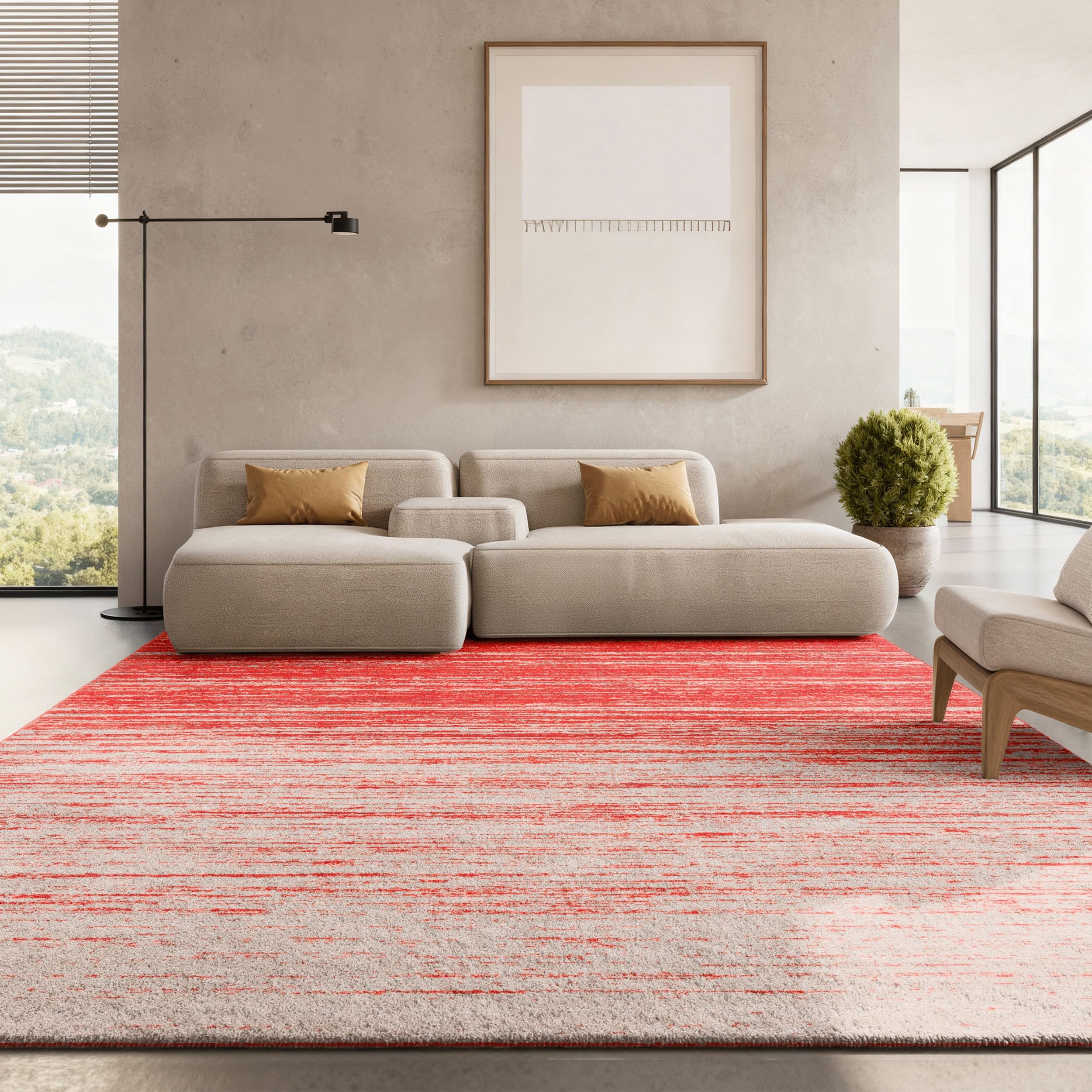 SAFAVIEH Area Rug 8x10 - Adirondack Collection - Large - Champagne & Cream, Modern Ombre Design, Non Shedding & Easy to Clean, Ideal for Living Room, Bedroom, Office, Dining Space (ADR113W)