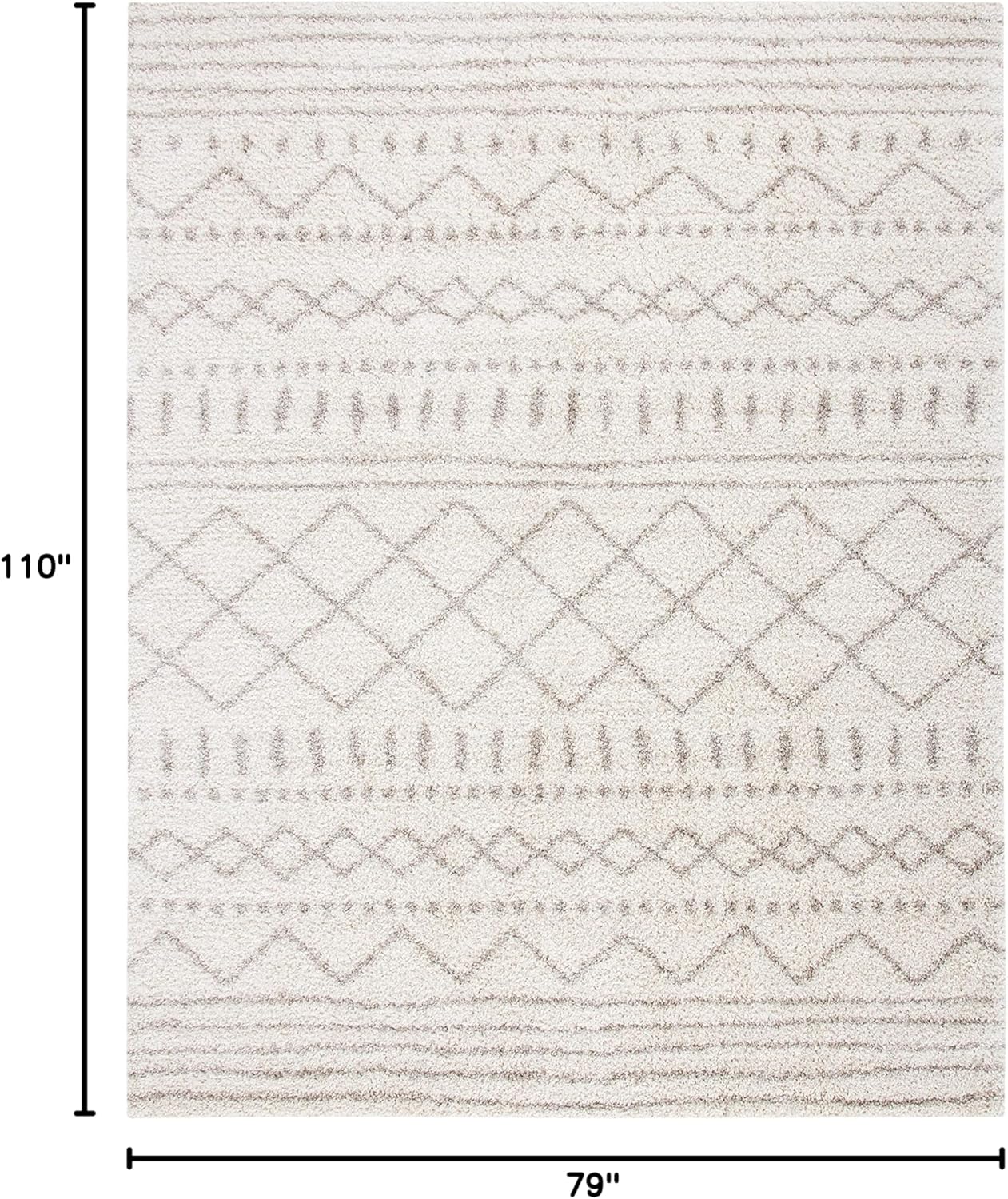 SAFAVIEH Arizona Shag Collection Area Rug - 6'7" x 9'2", Ivory & Beige, Moroccan Boho Design, Non-Shedding & Easy to Clean, Ideal for Living Room, Bedroom, Dining Space (ASG741A)