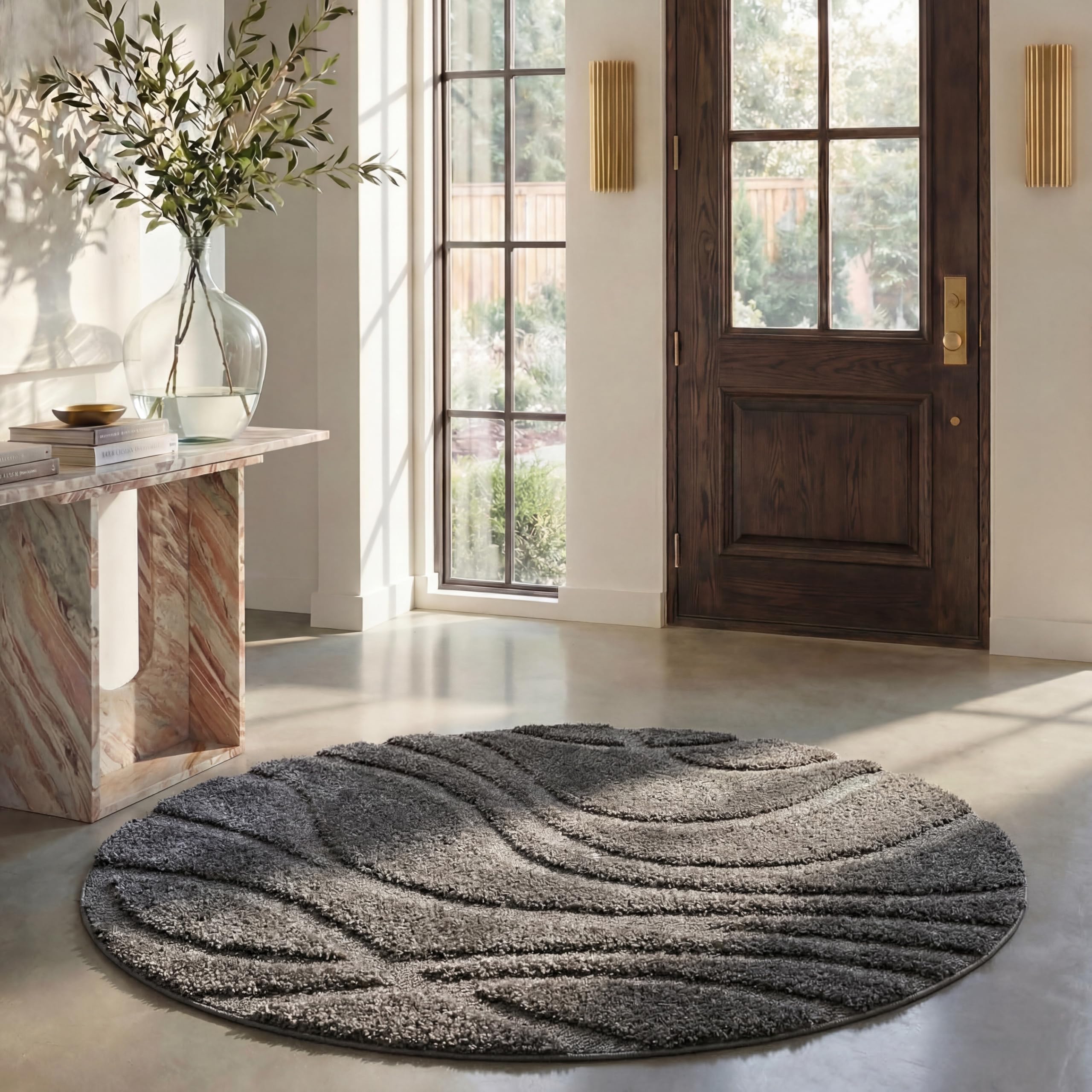 SAFAVIEH Florida Shag Collection Area Rug - 5'3" x 7'6", Cream & Beige, Non-Shedding & Easy Care, 1.2-inch Thick Ideal for High Traffic Areas in Living Room, Bedroom (SG471-1113)