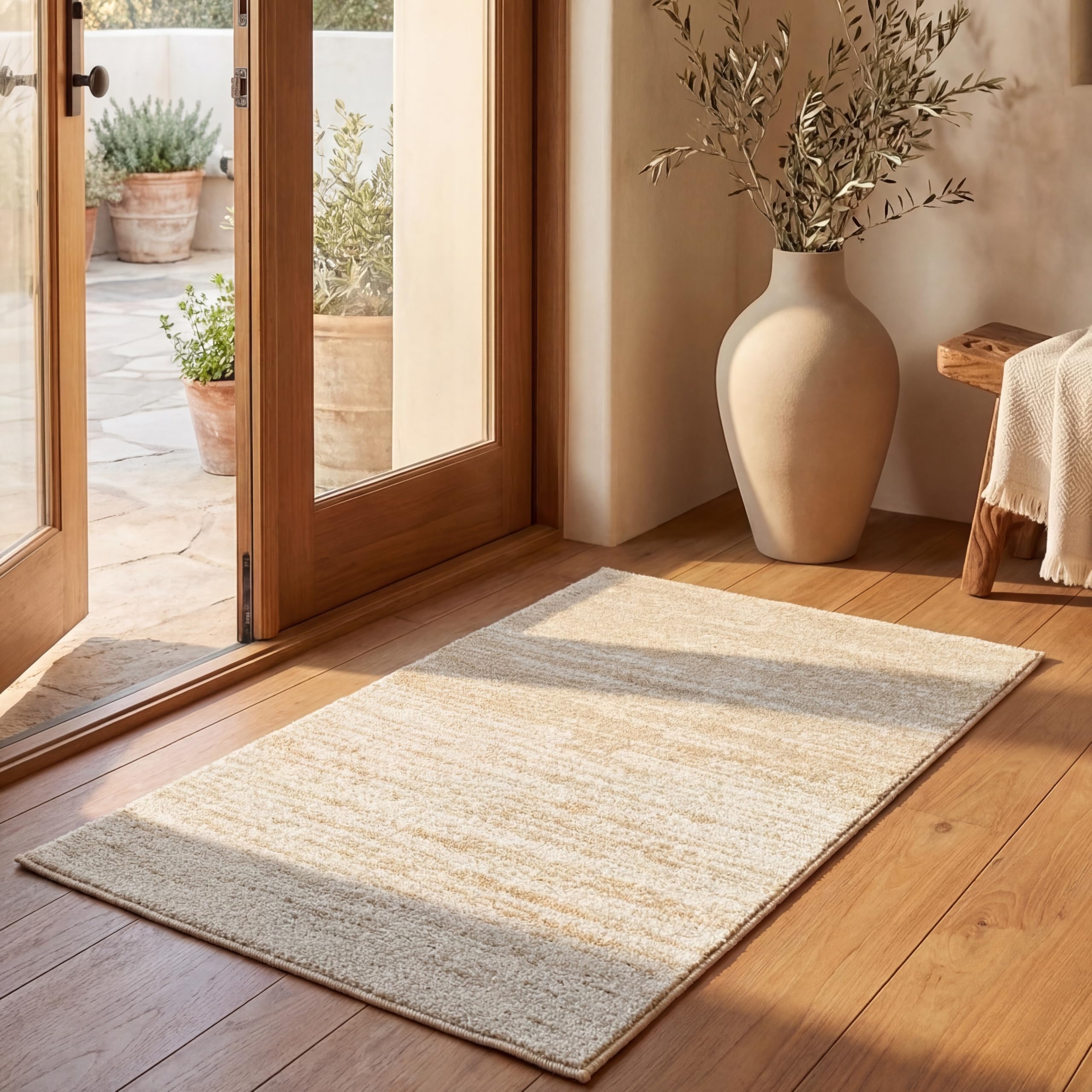 SAFAVIEH Area Rug 8x10 - Adirondack Collection - Large - Champagne & Cream, Modern Ombre Design, Non Shedding & Easy to Clean, Ideal for Living Room, Bedroom, Office, Dining Space (ADR113W)
