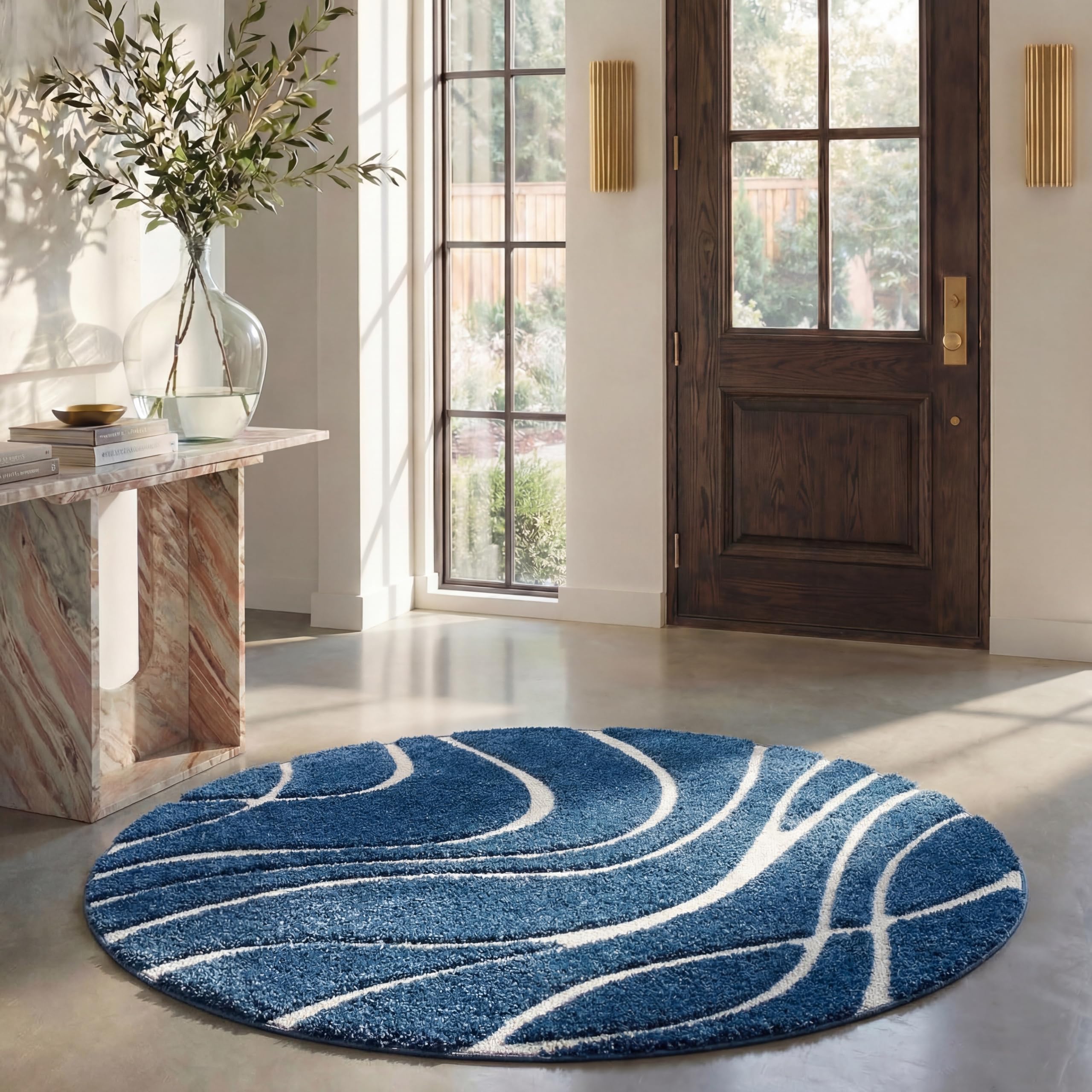 SAFAVIEH Florida Shag Collection Area Rug - 5'3" x 7'6", Cream & Beige, Non-Shedding & Easy Care, 1.2-inch Thick Ideal for High Traffic Areas in Living Room, Bedroom (SG471-1113)