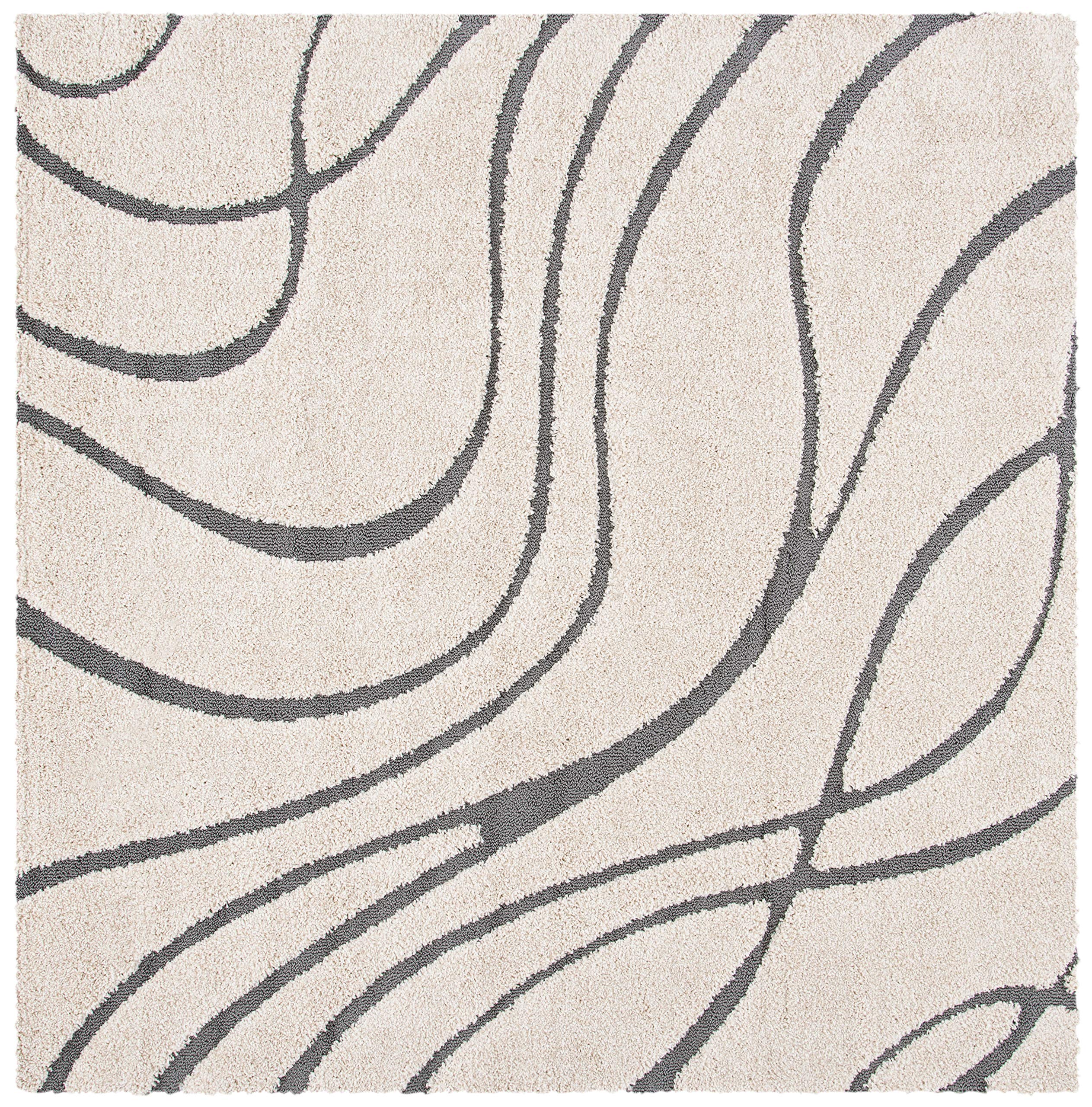 SAFAVIEH Florida Shag Collection Area Rug - 5'3" x 7'6", Cream & Beige, Non-Shedding & Easy Care, 1.2-inch Thick Ideal for High Traffic Areas in Living Room, Bedroom (SG471-1113)