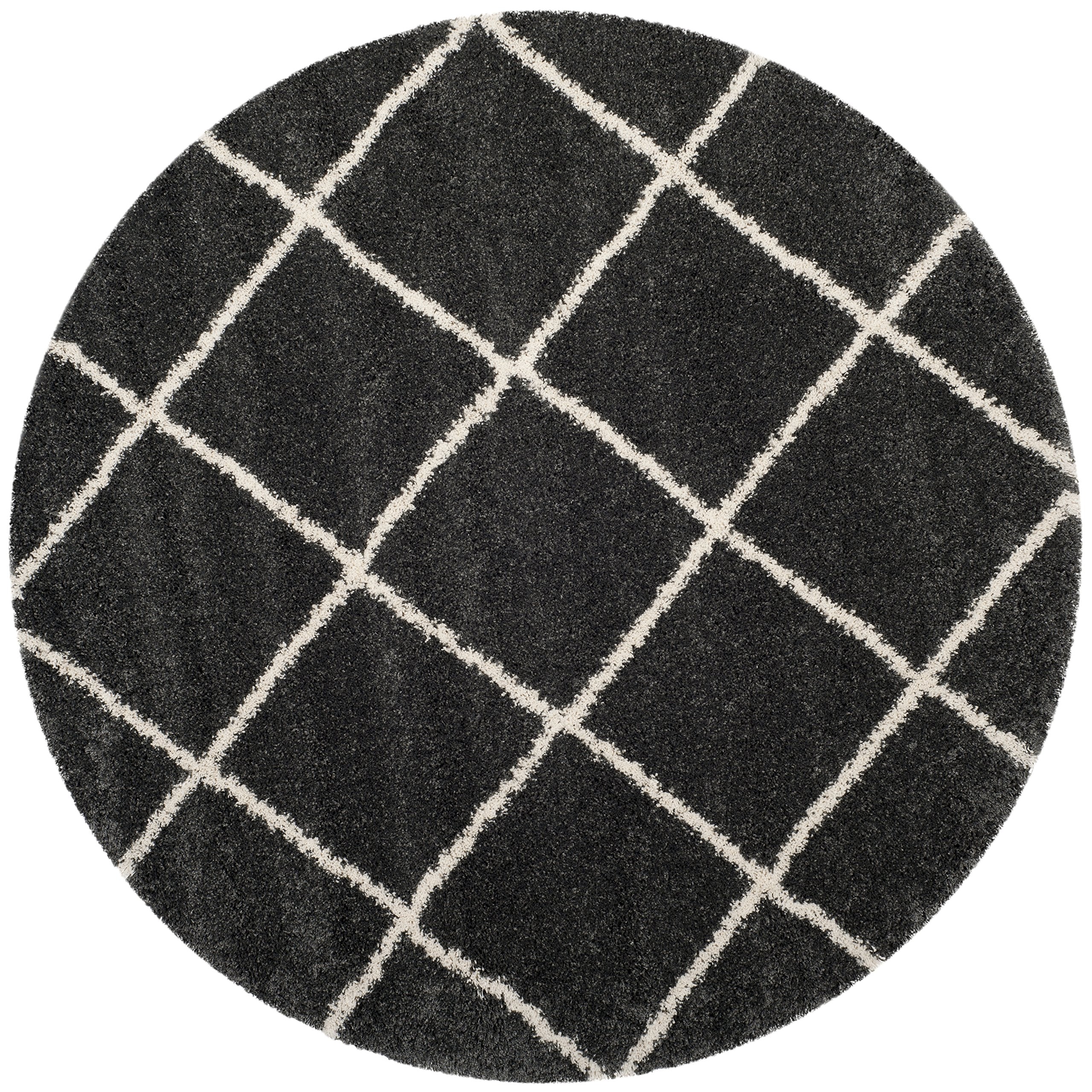 SAFAVIEH Hudson Shag Collection Area Rug - 5'3" x 7'6", Beige & Ivory, Modern Trellis Design, Non-Shedding & Easy Care, 2-inch Thick Ideal for High Traffic Areas in Living Room, Bedroom (SGH281S)