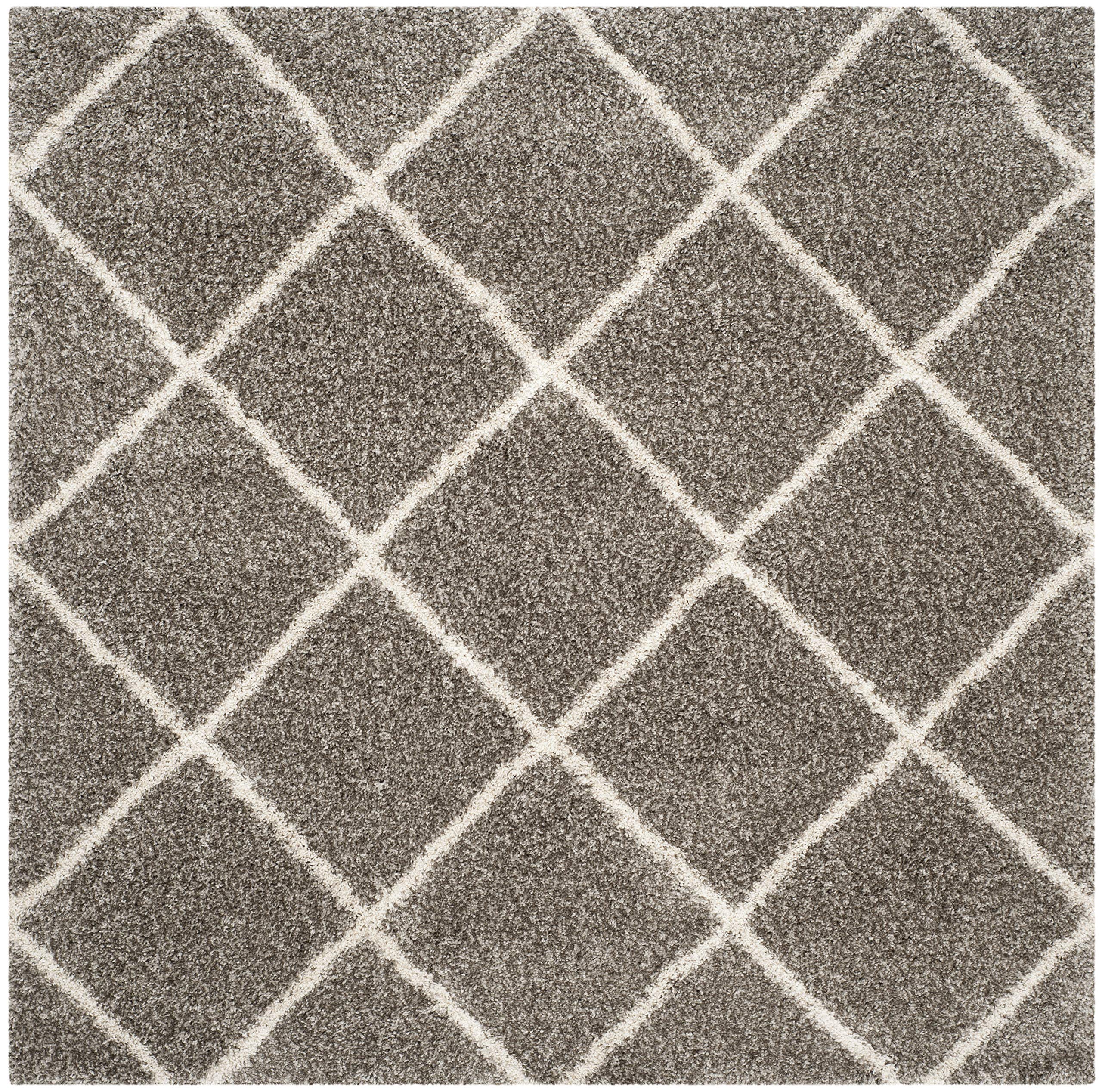 SAFAVIEH Hudson Shag Collection Area Rug - 5'3" x 7'6", Beige & Ivory, Modern Trellis Design, Non-Shedding & Easy Care, 2-inch Thick Ideal for High Traffic Areas in Living Room, Bedroom (SGH281S)
