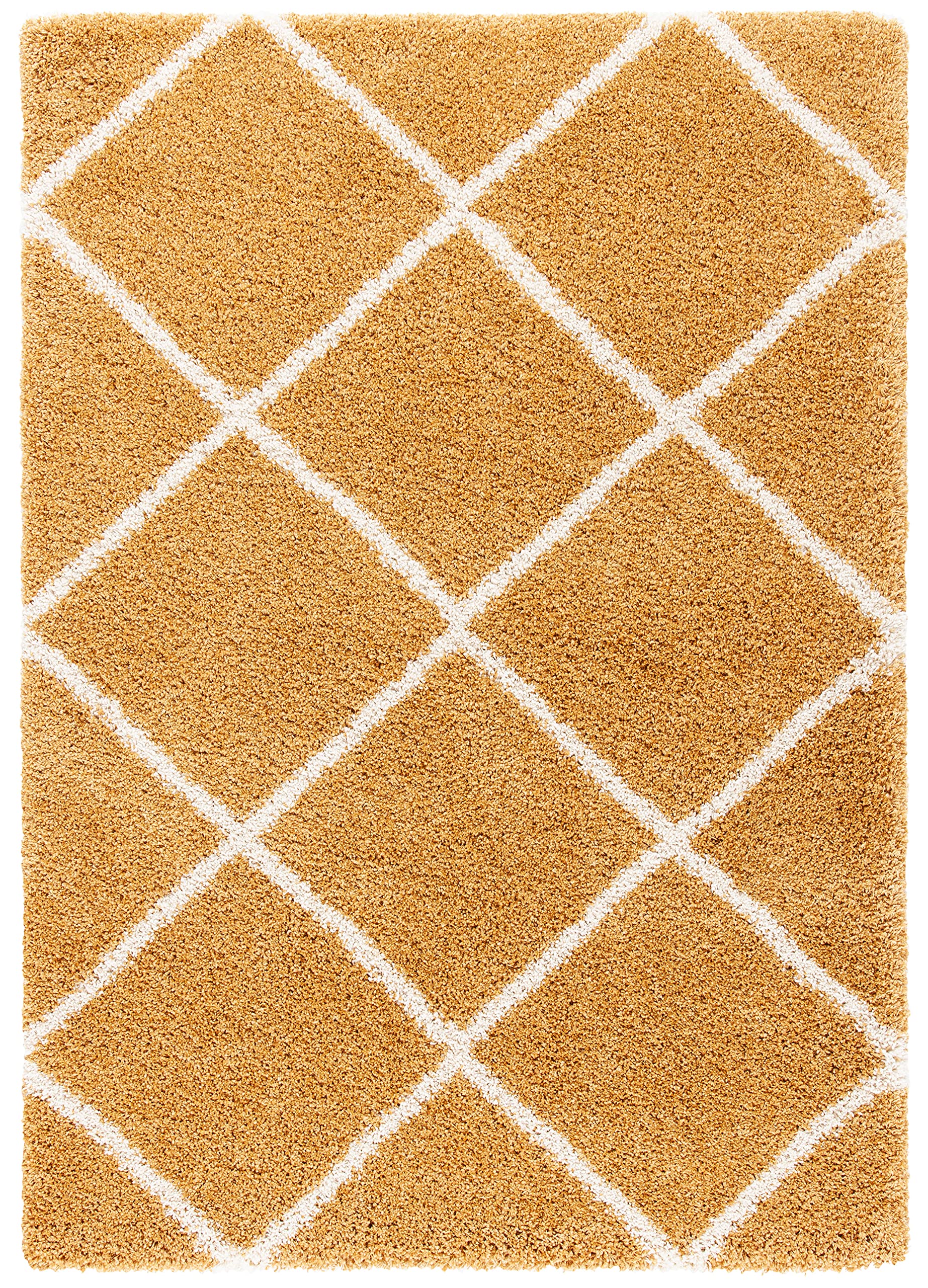 SAFAVIEH Hudson Shag Collection Area Rug - 5'3" x 7'6", Beige & Ivory, Modern Trellis Design, Non-Shedding & Easy Care, 2-inch Thick Ideal for High Traffic Areas in Living Room, Bedroom (SGH281S)