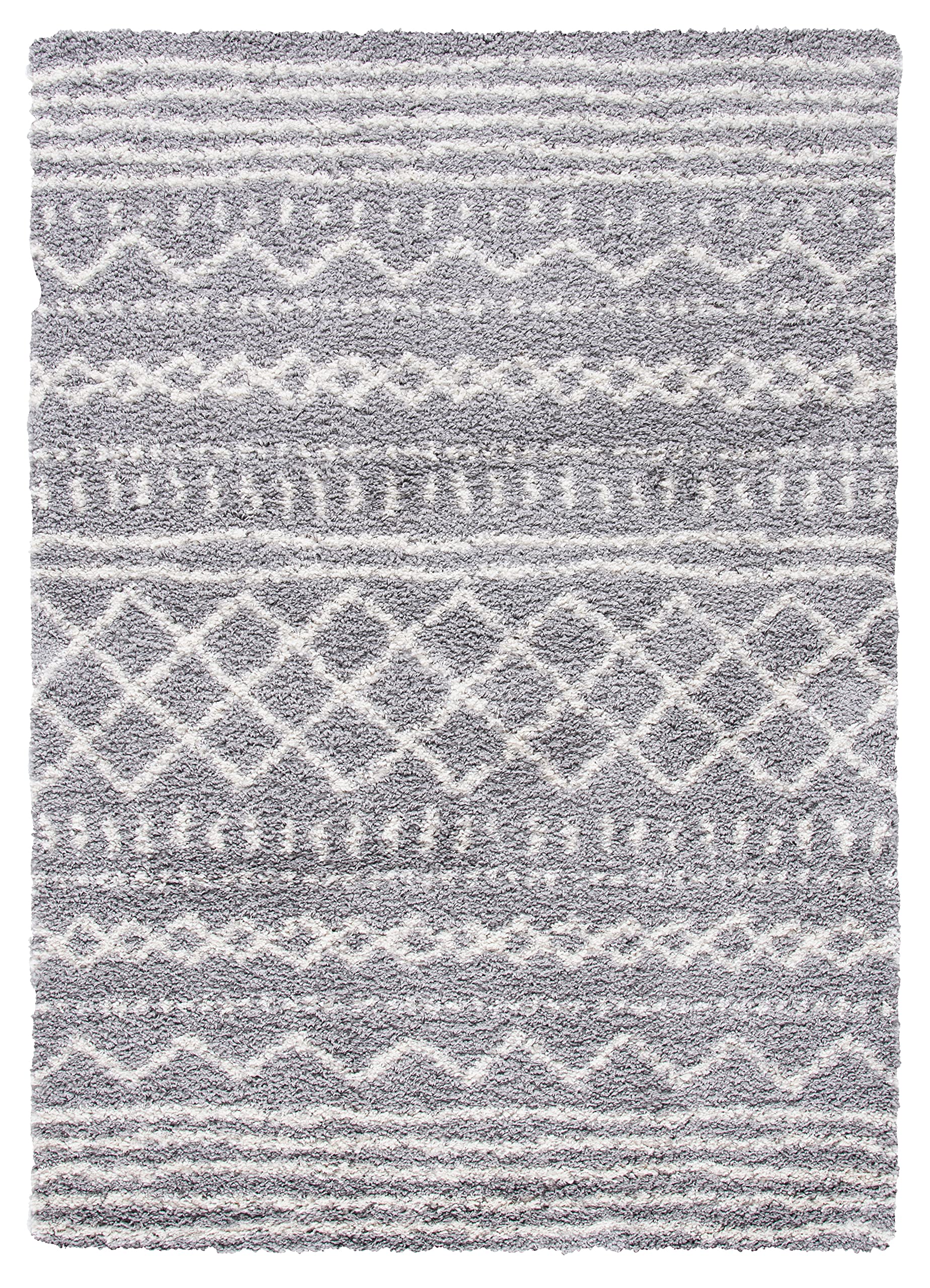 SAFAVIEH Arizona Shag Collection Area Rug - 6'7" x 9'2", Ivory & Beige, Moroccan Boho Design, Non-Shedding & Easy to Clean, Ideal for Living Room, Bedroom, Dining Space (ASG741A)