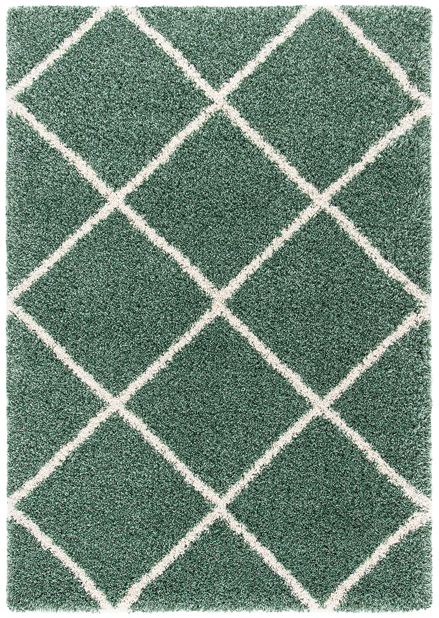 SAFAVIEH Hudson Shag Collection Area Rug - 5'3" x 7'6", Beige & Ivory, Modern Trellis Design, Non-Shedding & Easy Care, 2-inch Thick Ideal for High Traffic Areas in Living Room, Bedroom (SGH281S)