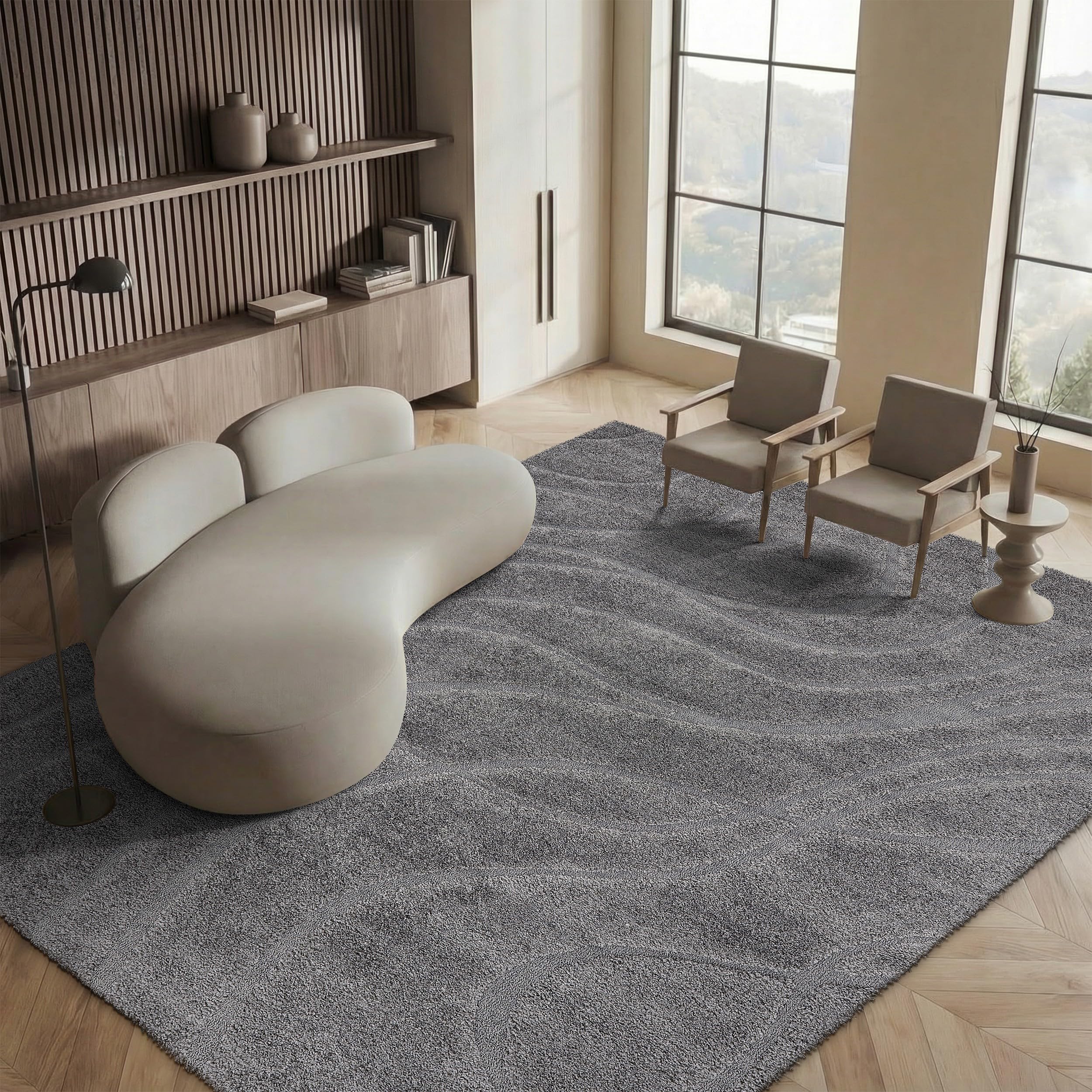 SAFAVIEH Florida Shag Collection Area Rug - 5'3" x 7'6", Cream & Beige, Non-Shedding & Easy Care, 1.2-inch Thick Ideal for High Traffic Areas in Living Room, Bedroom (SG471-1113)