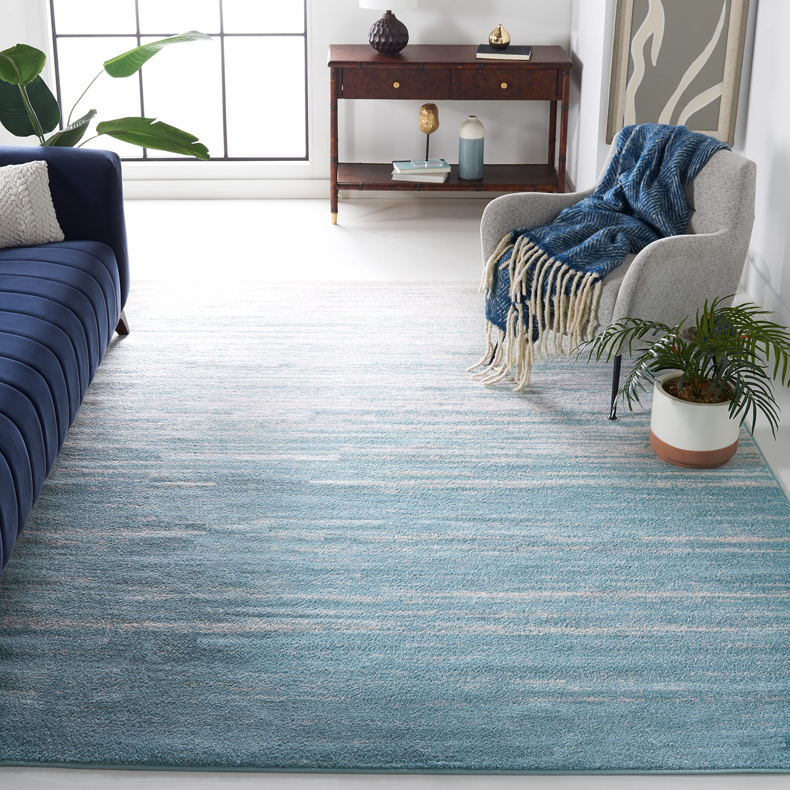 SAFAVIEH Area Rug 8x10 - Adirondack Collection - Large - Champagne & Cream, Modern Ombre Design, Non Shedding & Easy to Clean, Ideal for Living Room, Bedroom, Office, Dining Space (ADR113W)