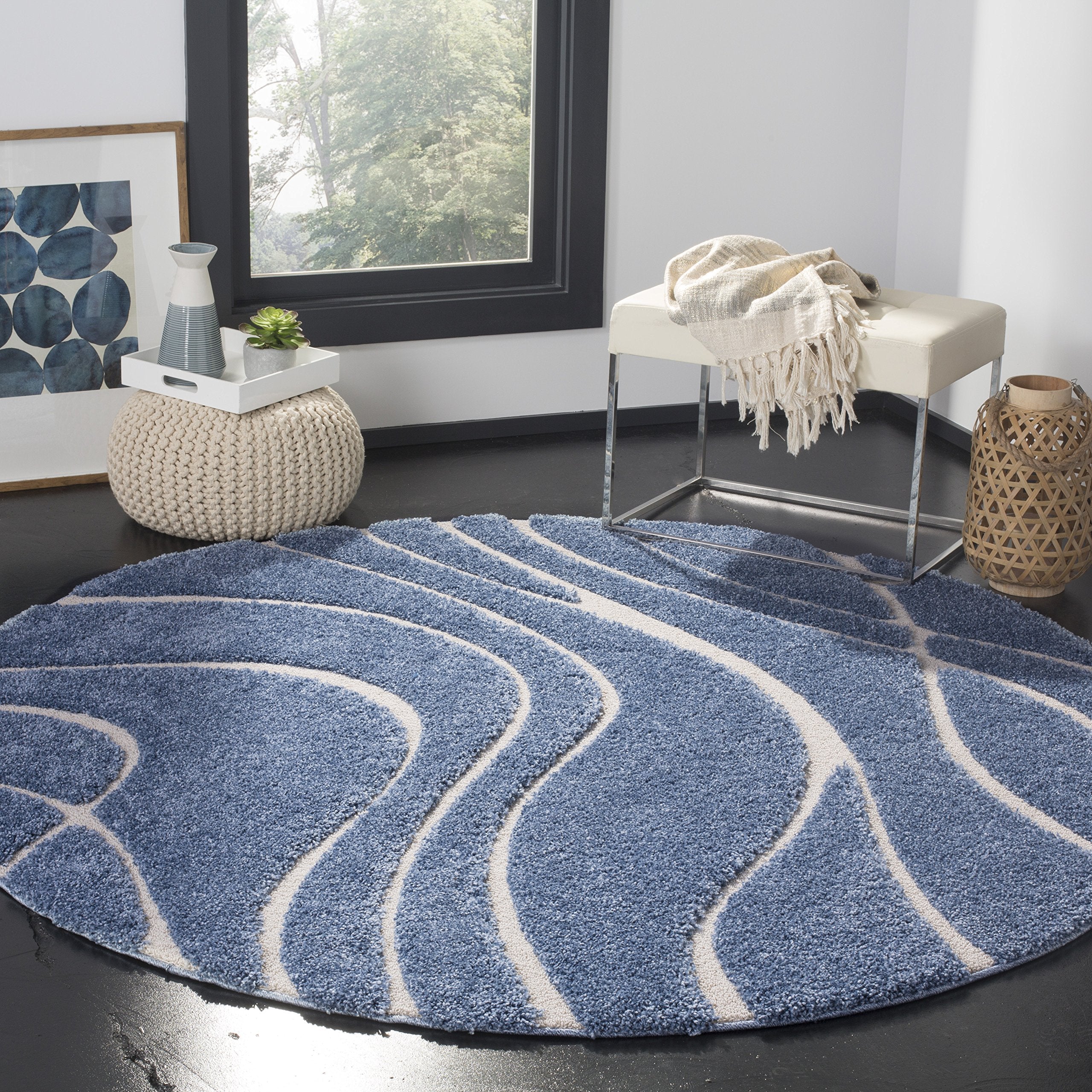 SAFAVIEH Florida Shag Collection Area Rug - 5'3" x 7'6", Cream & Beige, Non-Shedding & Easy Care, 1.2-inch Thick Ideal for High Traffic Areas in Living Room, Bedroom (SG471-1113)