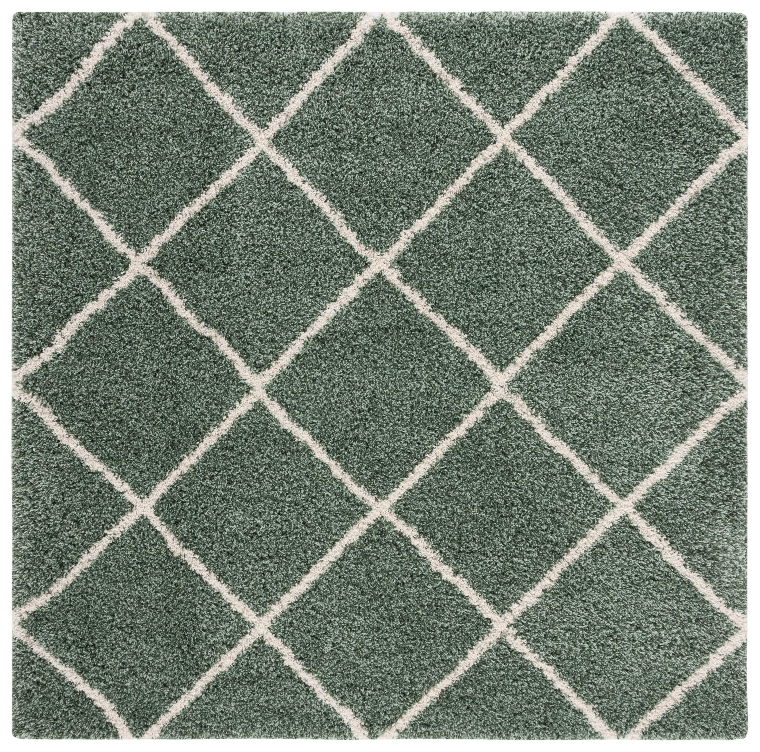 SAFAVIEH Hudson Shag Collection Area Rug - 5'3" x 7'6", Beige & Ivory, Modern Trellis Design, Non-Shedding & Easy Care, 2-inch Thick Ideal for High Traffic Areas in Living Room, Bedroom (SGH281S)