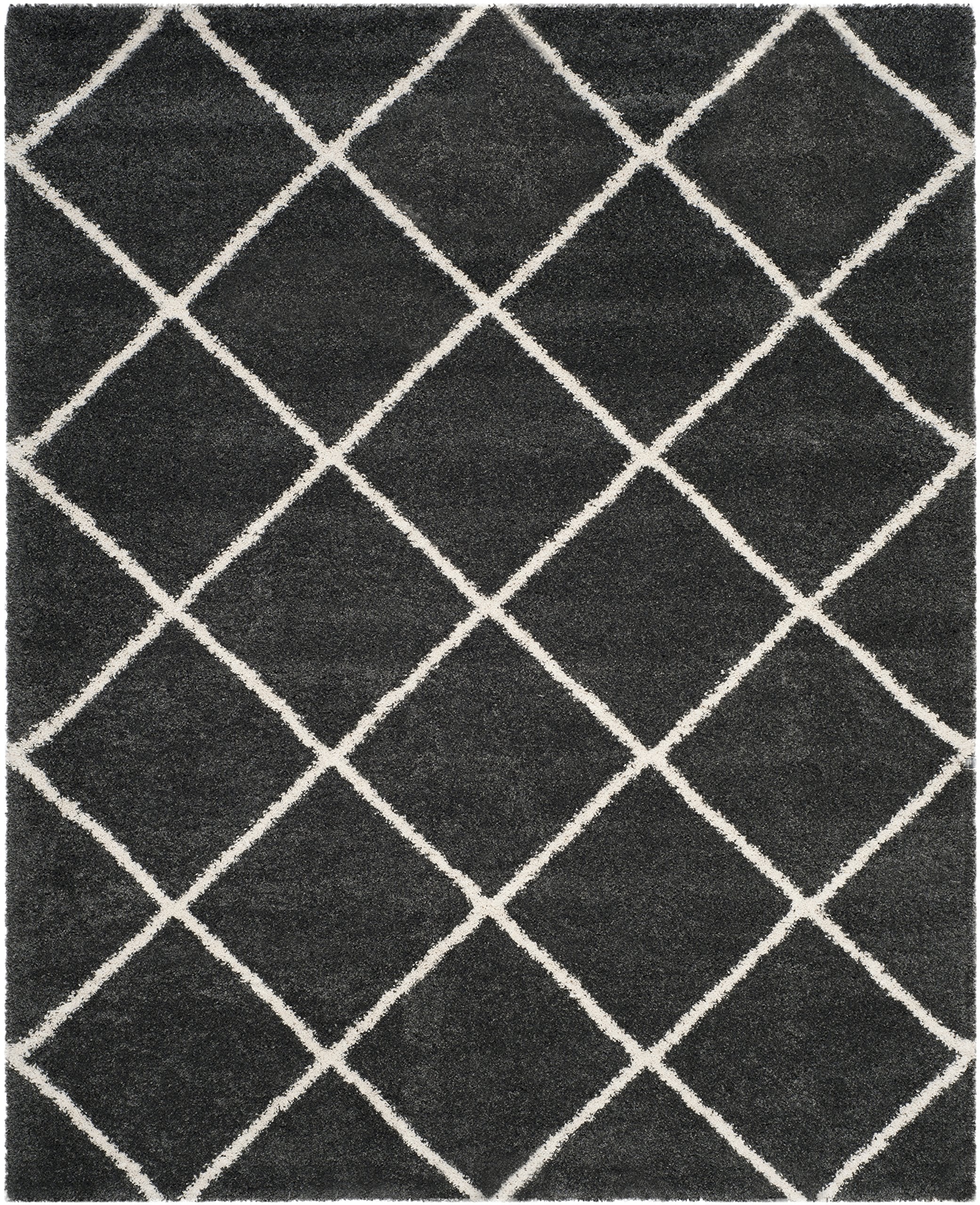 SAFAVIEH Hudson Shag Collection Area Rug - 5'3" x 7'6", Beige & Ivory, Modern Trellis Design, Non-Shedding & Easy Care, 2-inch Thick Ideal for High Traffic Areas in Living Room, Bedroom (SGH281S)