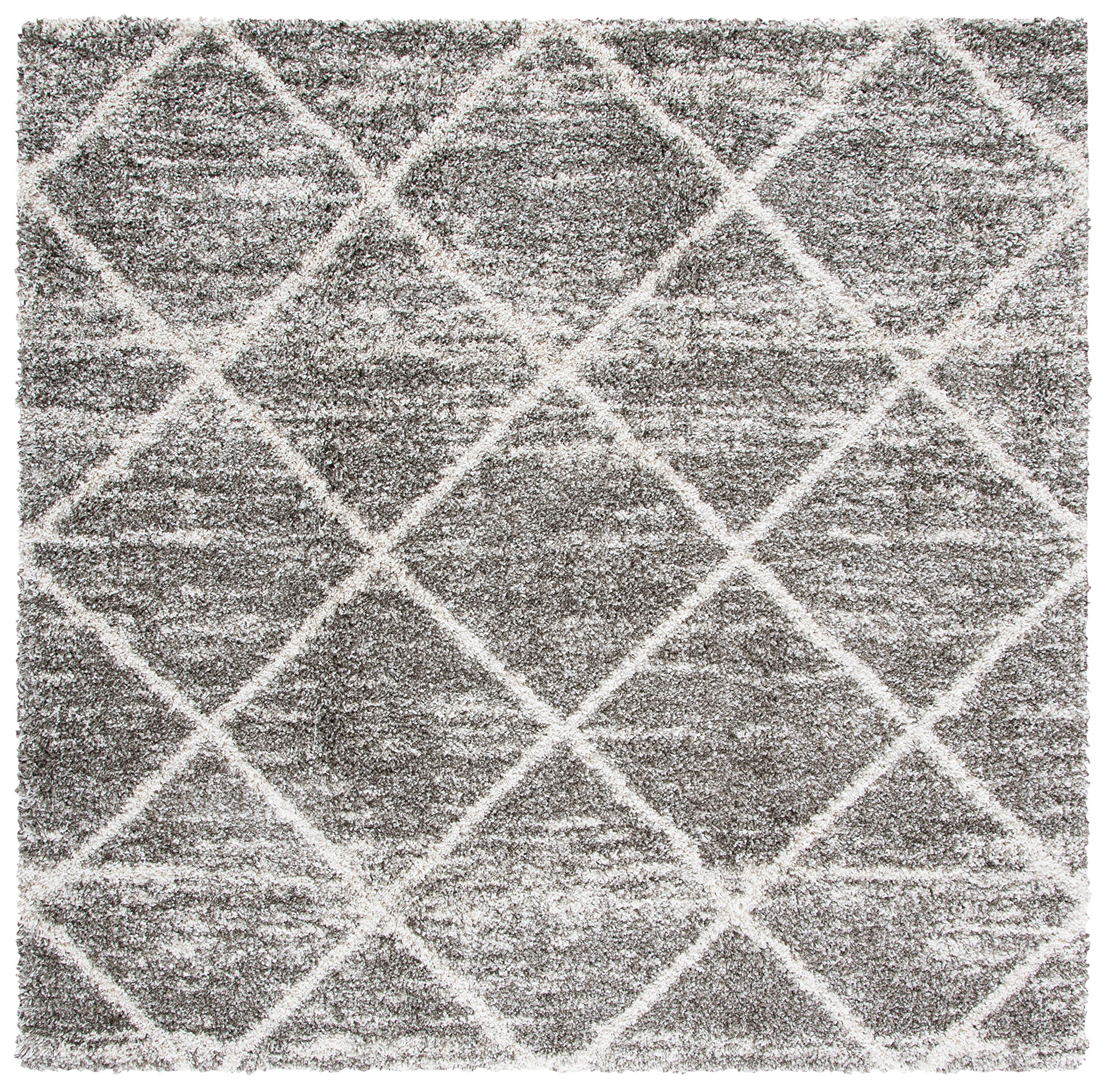 SAFAVIEH Hudson Shag Collection Area Rug - 5'3" x 7'6", Beige & Ivory, Modern Trellis Design, Non-Shedding & Easy Care, 2-inch Thick Ideal for High Traffic Areas in Living Room, Bedroom (SGH281S)
