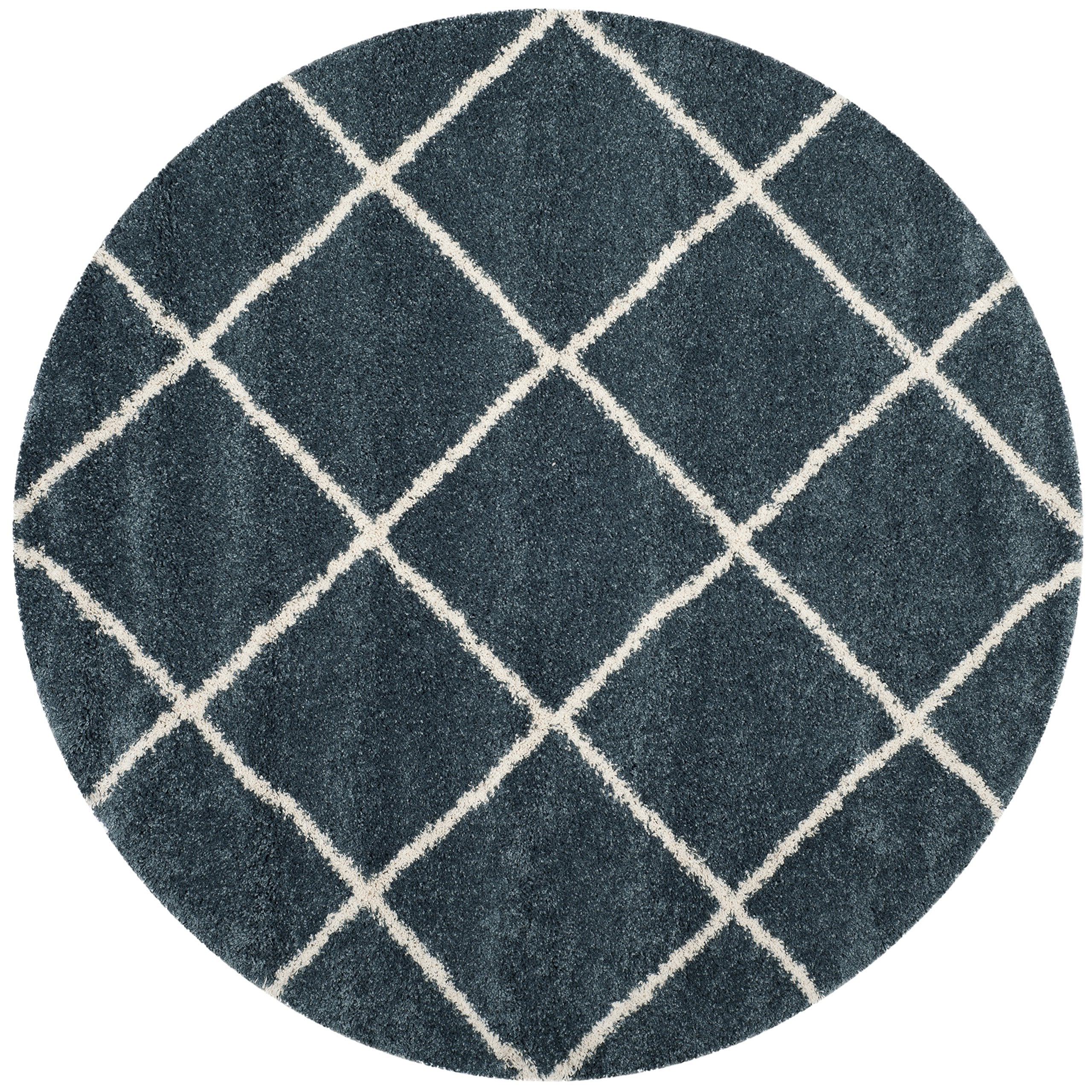 SAFAVIEH Hudson Shag Collection Area Rug - 5'3" x 7'6", Beige & Ivory, Modern Trellis Design, Non-Shedding & Easy Care, 2-inch Thick Ideal for High Traffic Areas in Living Room, Bedroom (SGH281S)