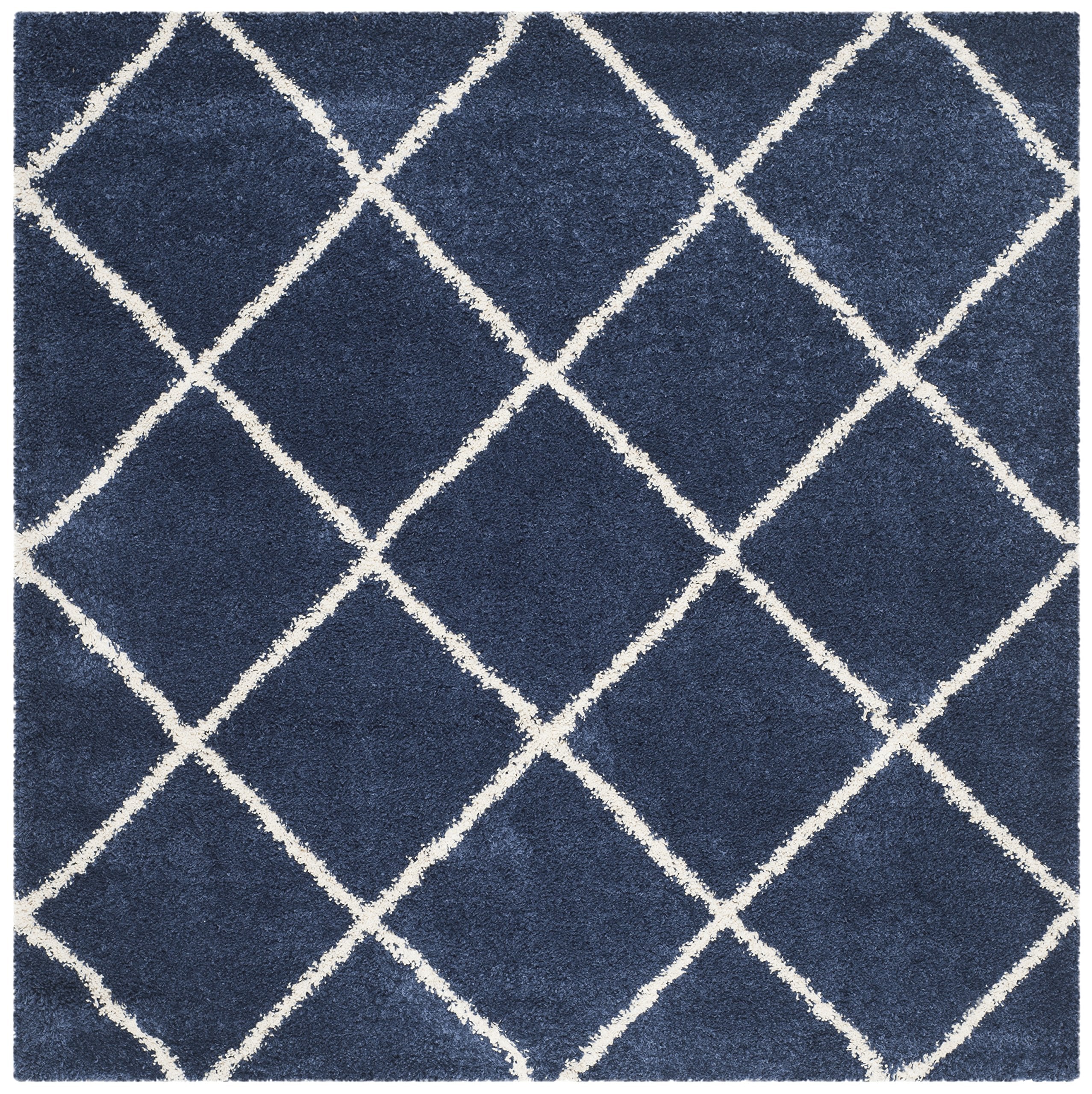 SAFAVIEH Hudson Shag Collection Area Rug - 5'3" x 7'6", Beige & Ivory, Modern Trellis Design, Non-Shedding & Easy Care, 2-inch Thick Ideal for High Traffic Areas in Living Room, Bedroom (SGH281S)