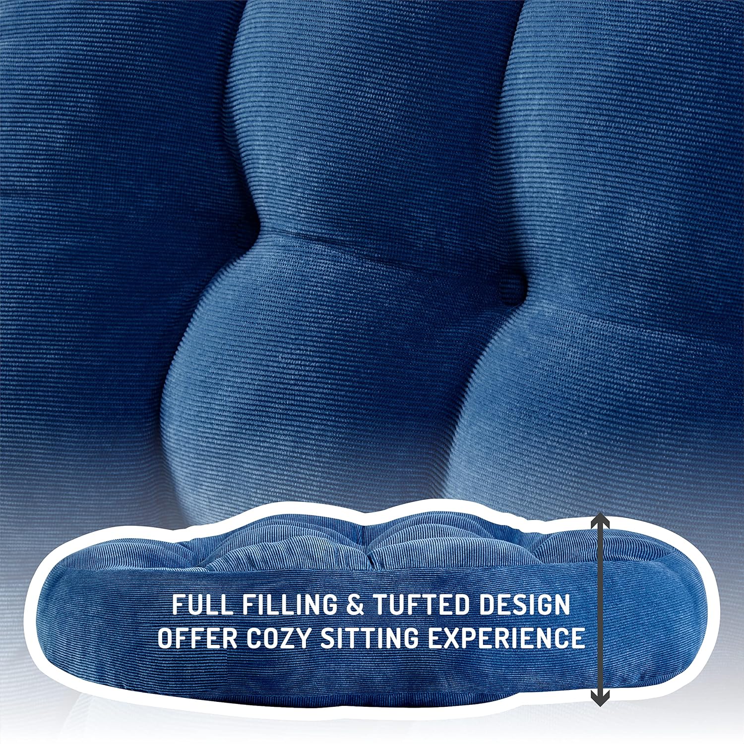 Degrees of Comfort Floor Cushion Pillow, Round Large Pillows Seating for Adults, Tufted Corduroy Floor Cushions for Living Room Tatami, Navy Blue, 22 Inch Single, 1 Count (Pack of 1)