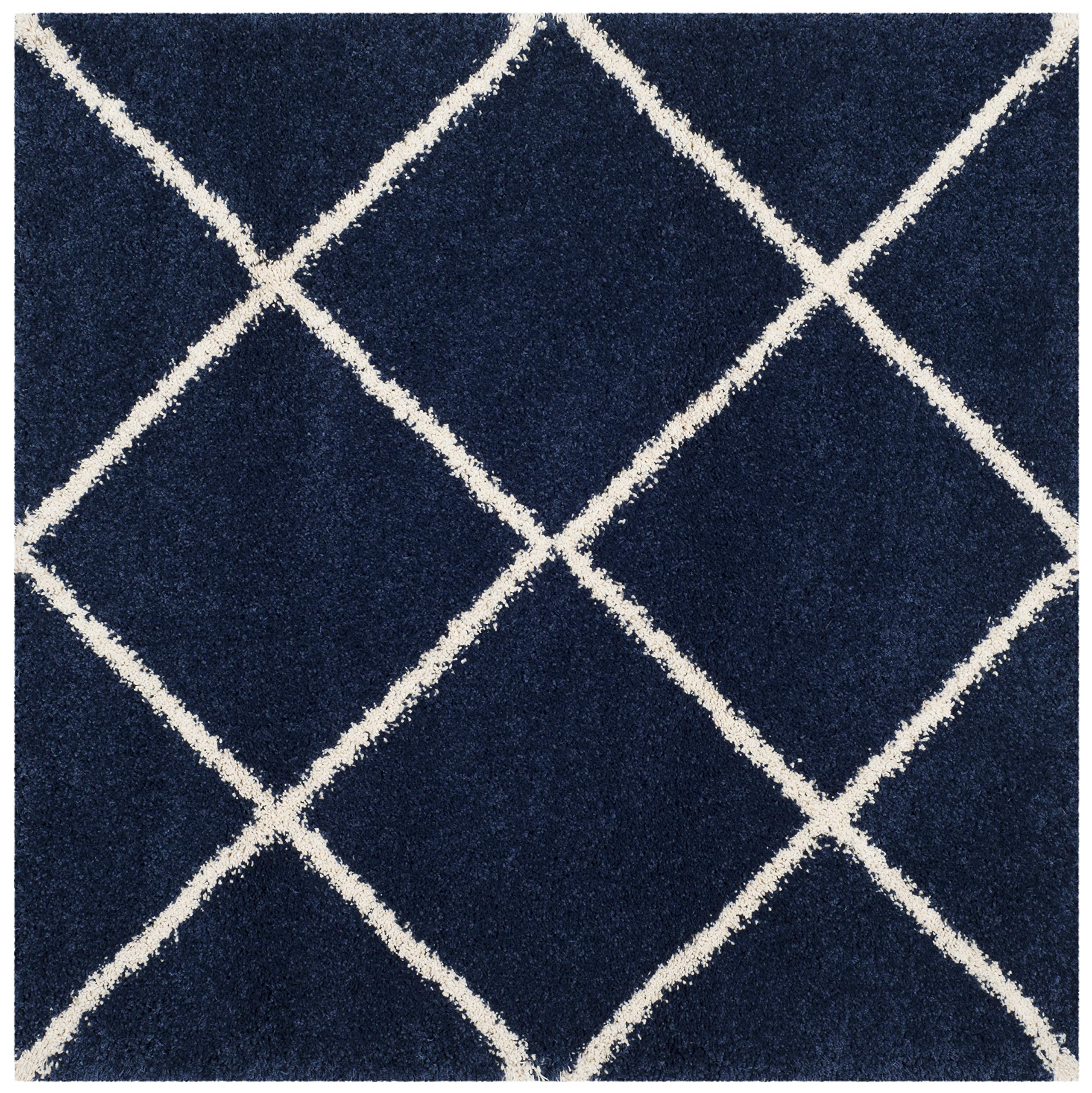 SAFAVIEH Hudson Shag Collection Area Rug - 5'3" x 7'6", Beige & Ivory, Modern Trellis Design, Non-Shedding & Easy Care, 2-inch Thick Ideal for High Traffic Areas in Living Room, Bedroom (SGH281S)