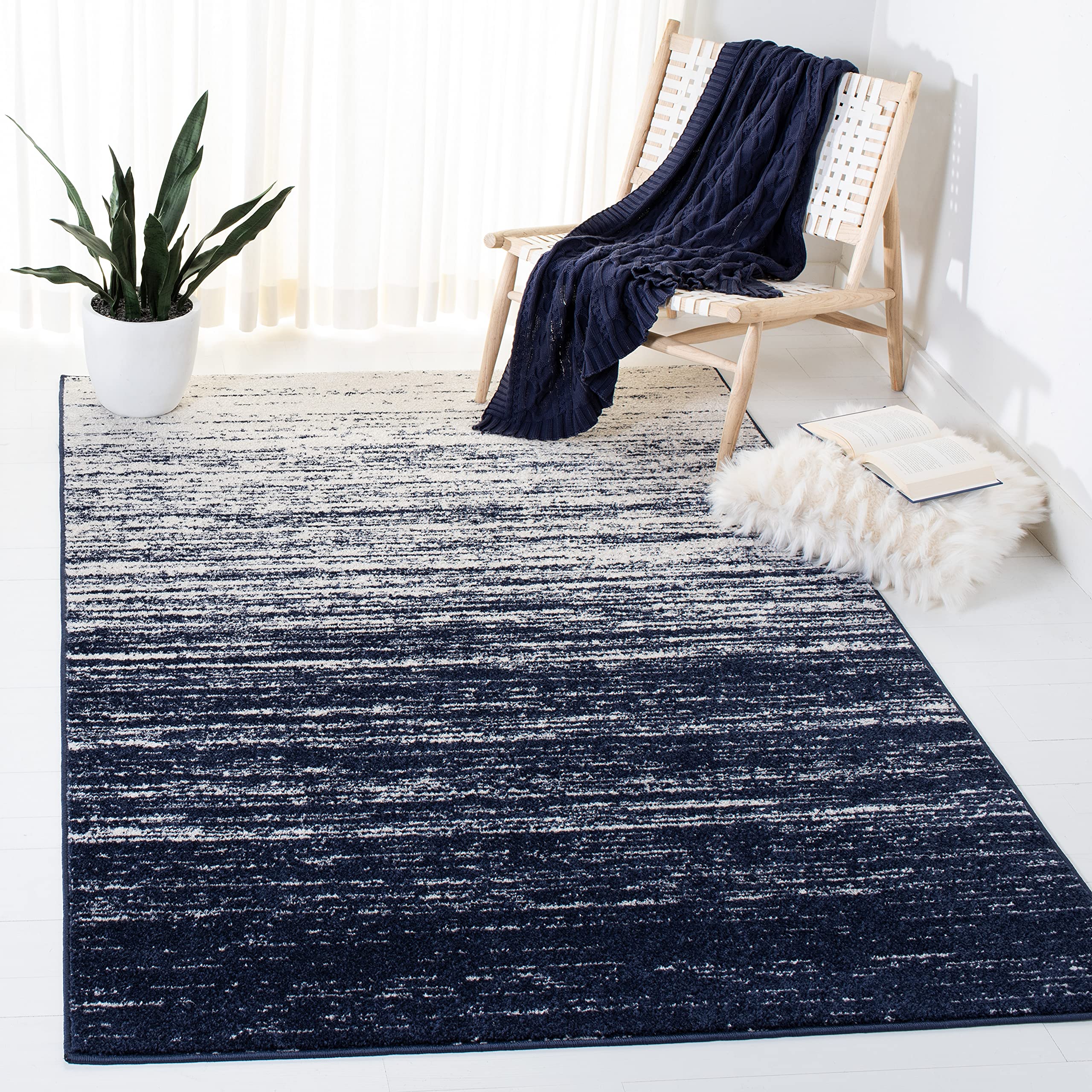SAFAVIEH Area Rug 8x10 - Adirondack Collection - Large - Champagne & Cream, Modern Ombre Design, Non Shedding & Easy to Clean, Ideal for Living Room, Bedroom, Office, Dining Space (ADR113W)