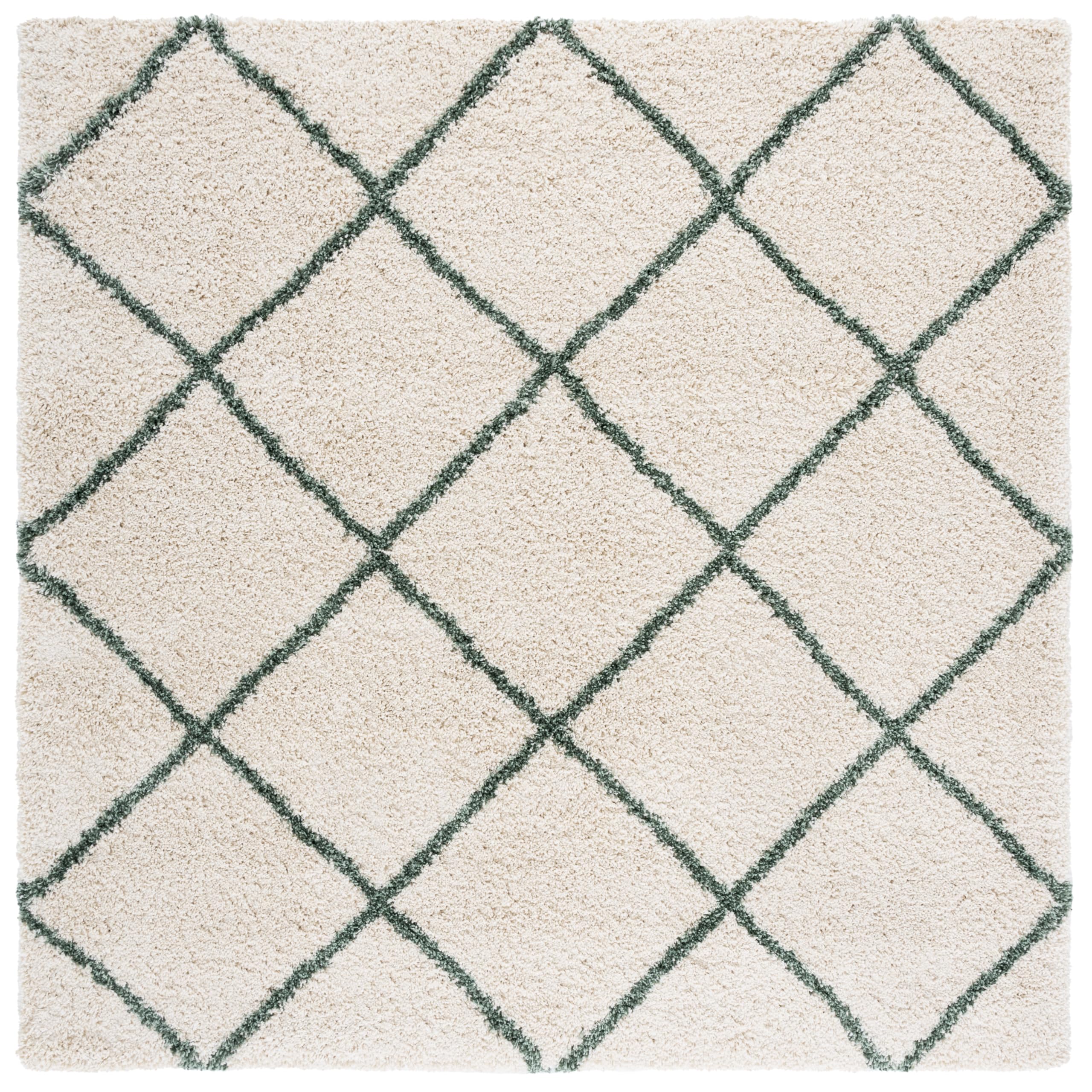 SAFAVIEH Hudson Shag Collection Area Rug - 5'3" x 7'6", Beige & Ivory, Modern Trellis Design, Non-Shedding & Easy Care, 2-inch Thick Ideal for High Traffic Areas in Living Room, Bedroom (SGH281S)
