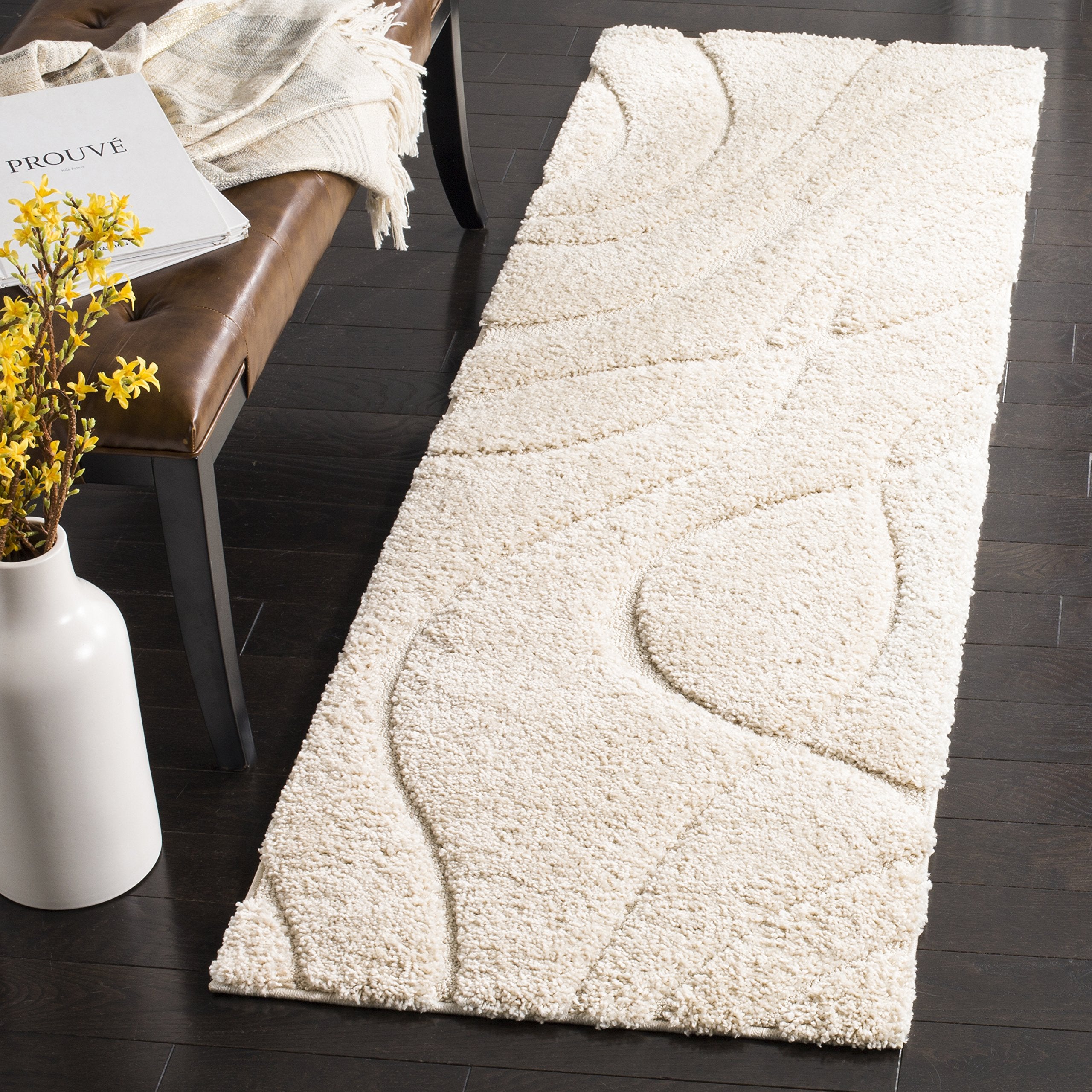 SAFAVIEH Florida Shag Collection Area Rug - 5'3" x 7'6", Cream & Beige, Non-Shedding & Easy Care, 1.2-inch Thick Ideal for High Traffic Areas in Living Room, Bedroom (SG471-1113)