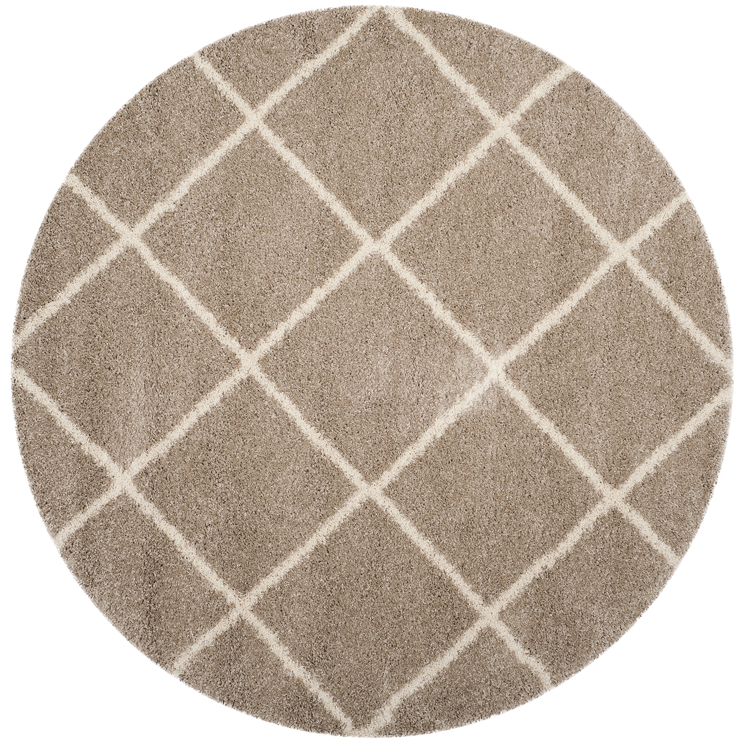 SAFAVIEH Hudson Shag Collection Area Rug - 5'3" x 7'6", Beige & Ivory, Modern Trellis Design, Non-Shedding & Easy Care, 2-inch Thick Ideal for High Traffic Areas in Living Room, Bedroom (SGH281S)