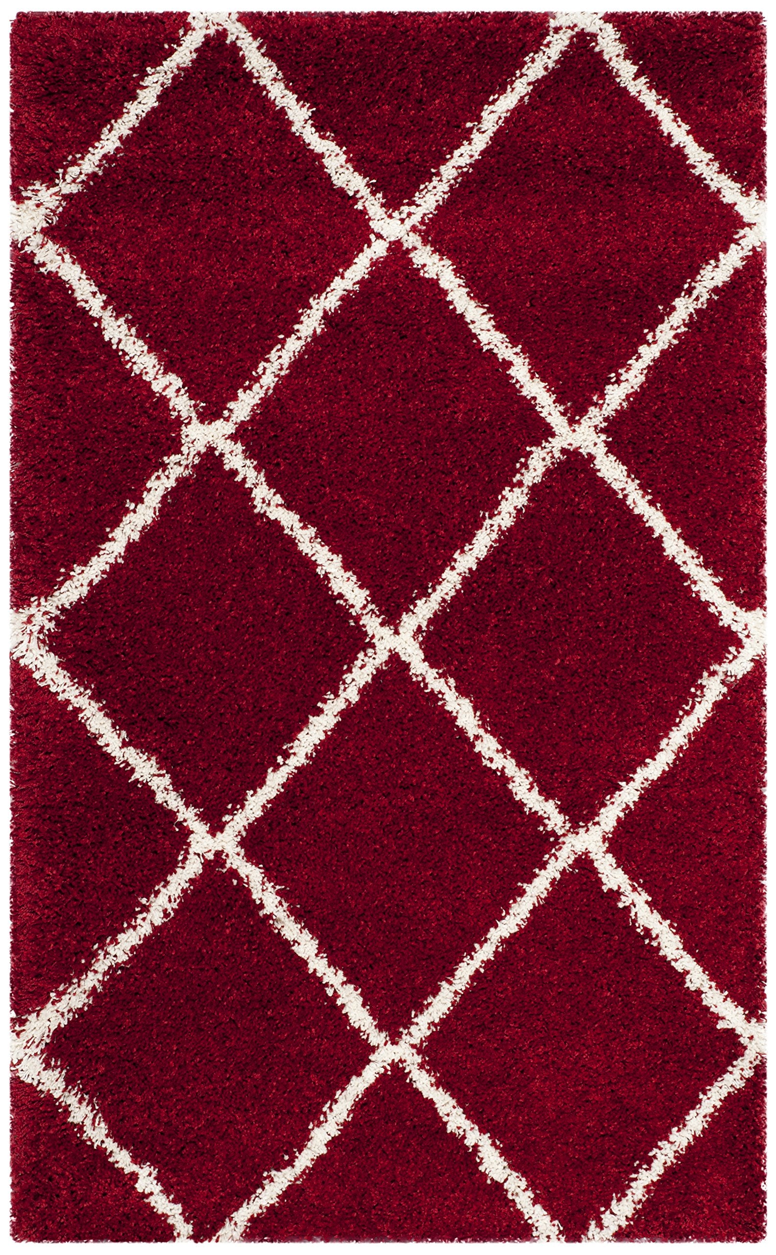 SAFAVIEH Hudson Shag Collection Area Rug - 5'3" x 7'6", Beige & Ivory, Modern Trellis Design, Non-Shedding & Easy Care, 2-inch Thick Ideal for High Traffic Areas in Living Room, Bedroom (SGH281S)