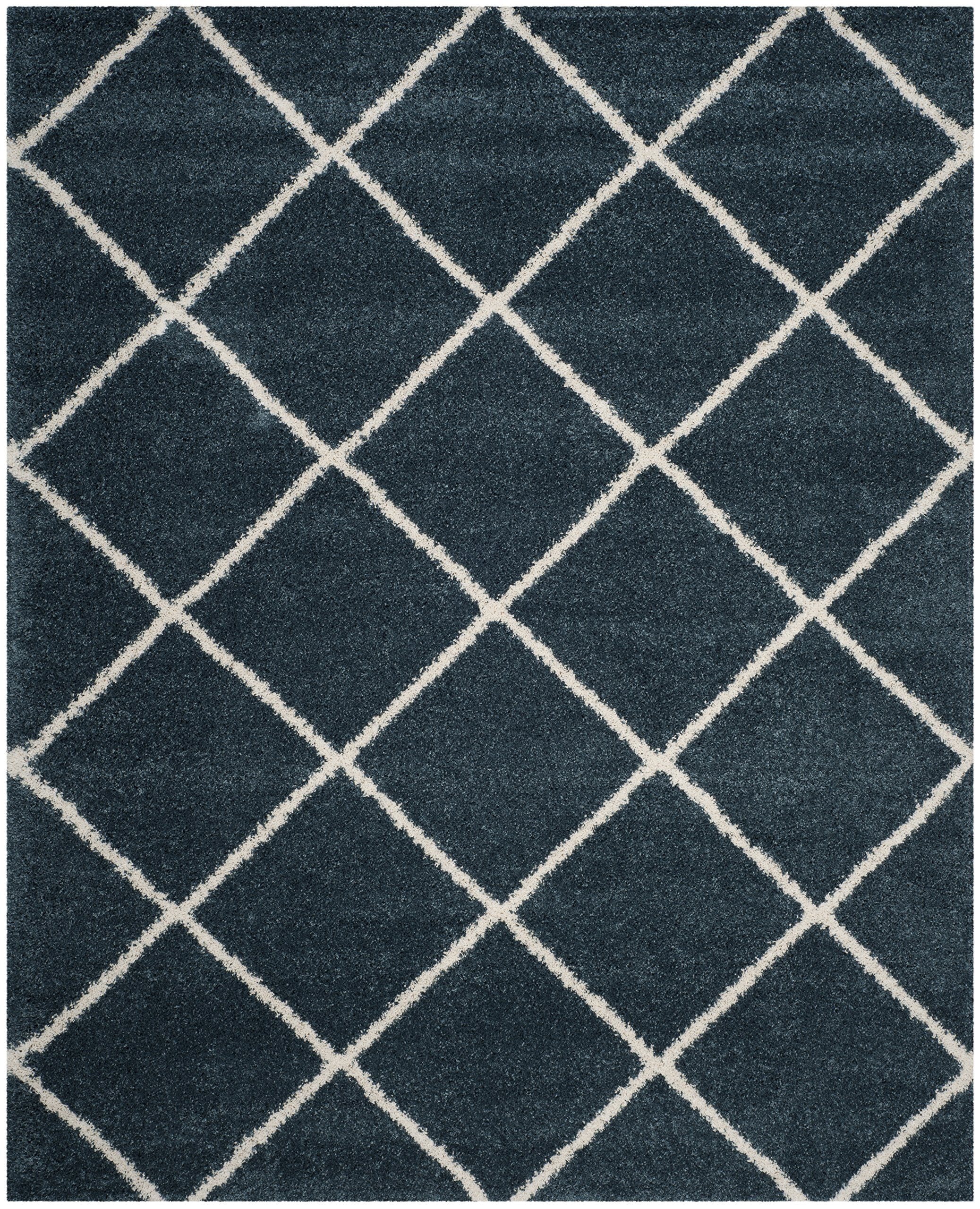 SAFAVIEH Hudson Shag Collection Area Rug - 5'3" x 7'6", Beige & Ivory, Modern Trellis Design, Non-Shedding & Easy Care, 2-inch Thick Ideal for High Traffic Areas in Living Room, Bedroom (SGH281S)
