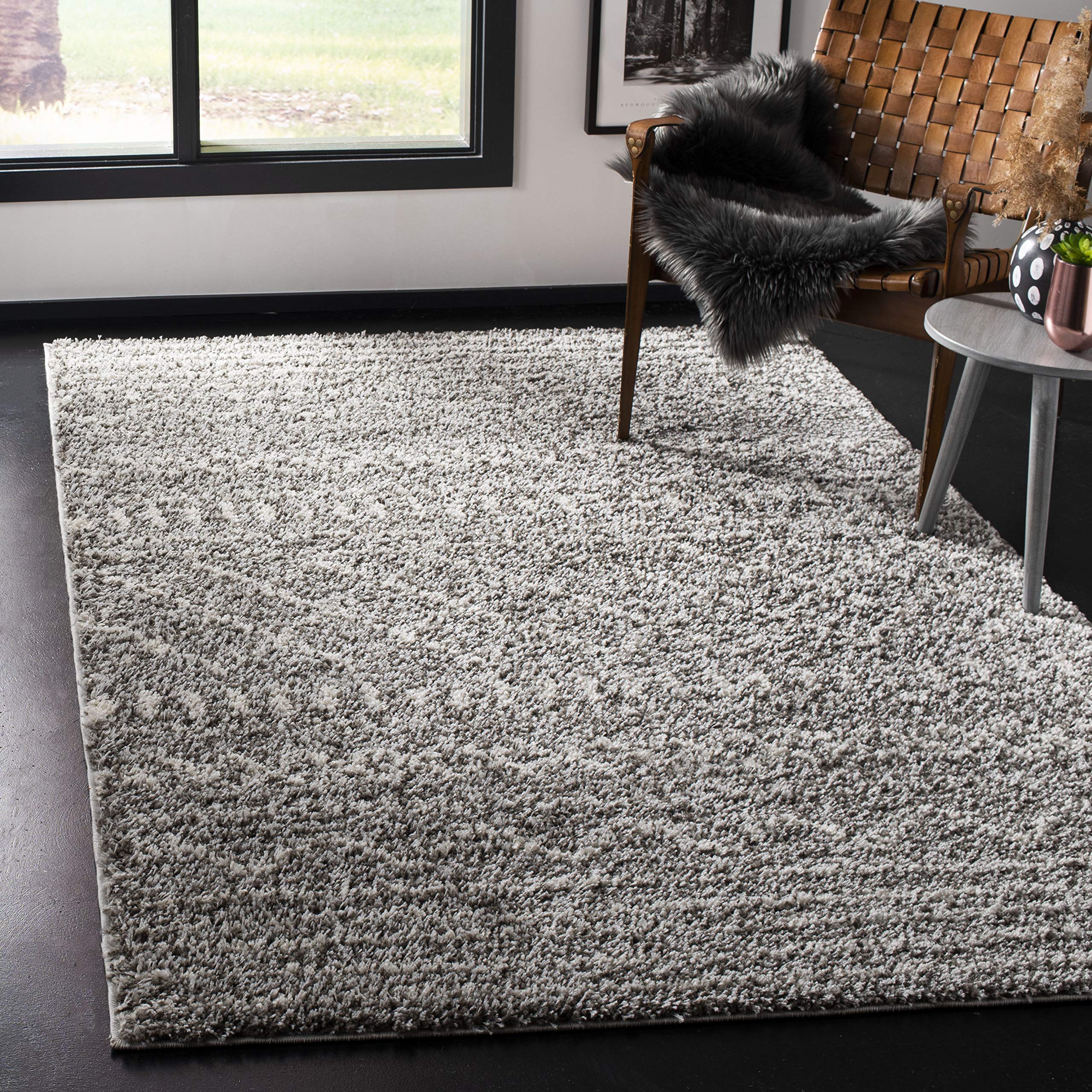 SAFAVIEH Arizona Shag Collection Area Rug - 6'7" x 9'2", Ivory & Beige, Moroccan Boho Design, Non-Shedding & Easy to Clean, Ideal for Living Room, Bedroom, Dining Space (ASG741A)