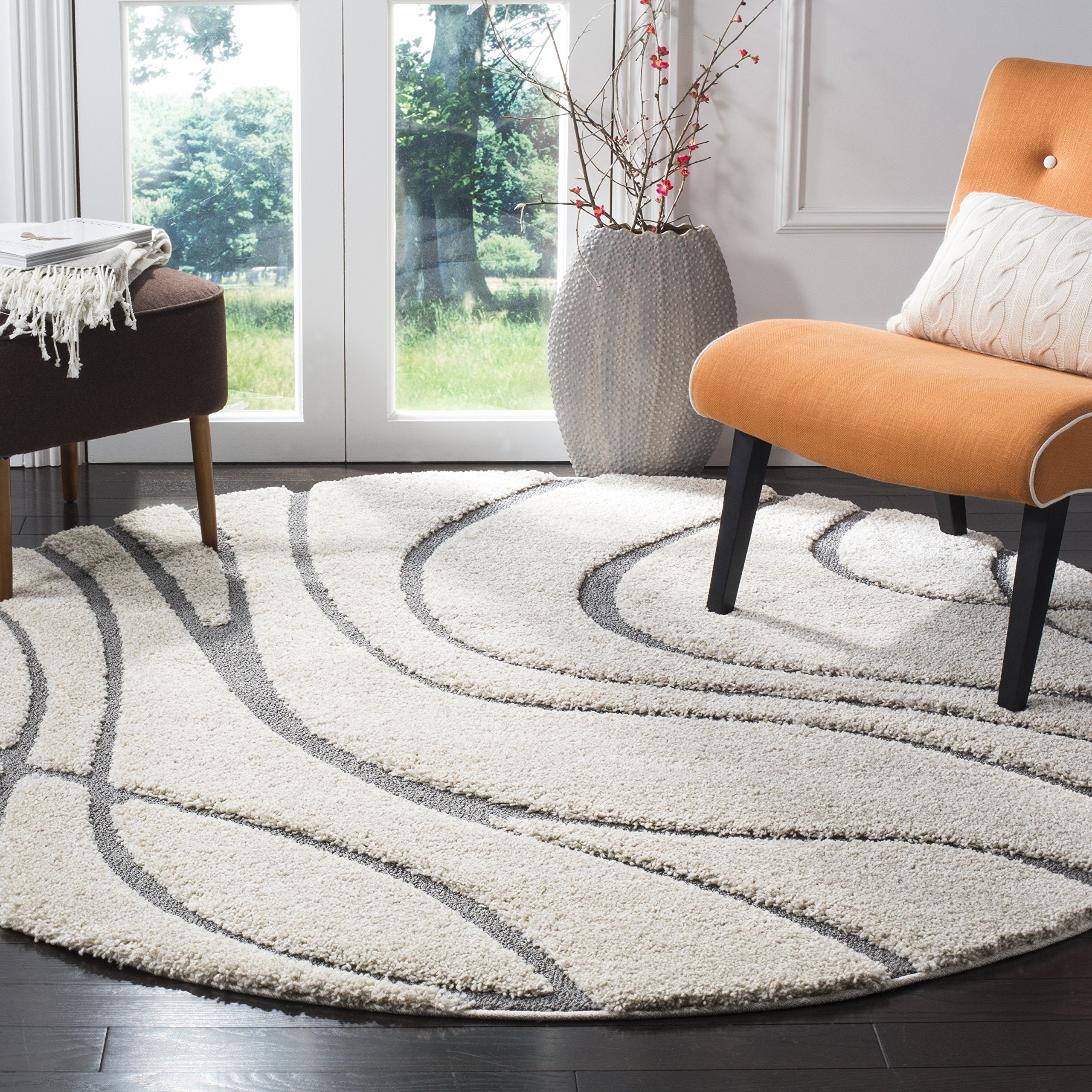 SAFAVIEH Florida Shag Collection Area Rug - 5'3" x 7'6", Cream & Beige, Non-Shedding & Easy Care, 1.2-inch Thick Ideal for High Traffic Areas in Living Room, Bedroom (SG471-1113)